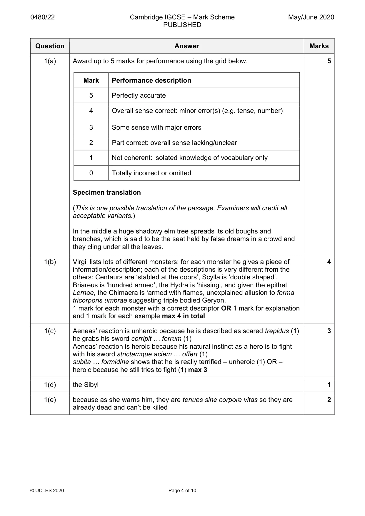 Mark scheme, page 4 of 10