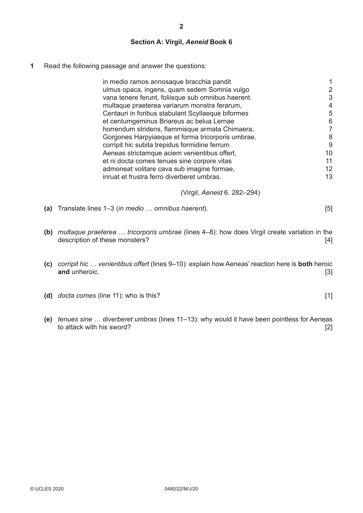 Cambridge IGCSE Latin 0480 2020 May/June Paper 2 · Variant 2 question paper, page 2 of 8