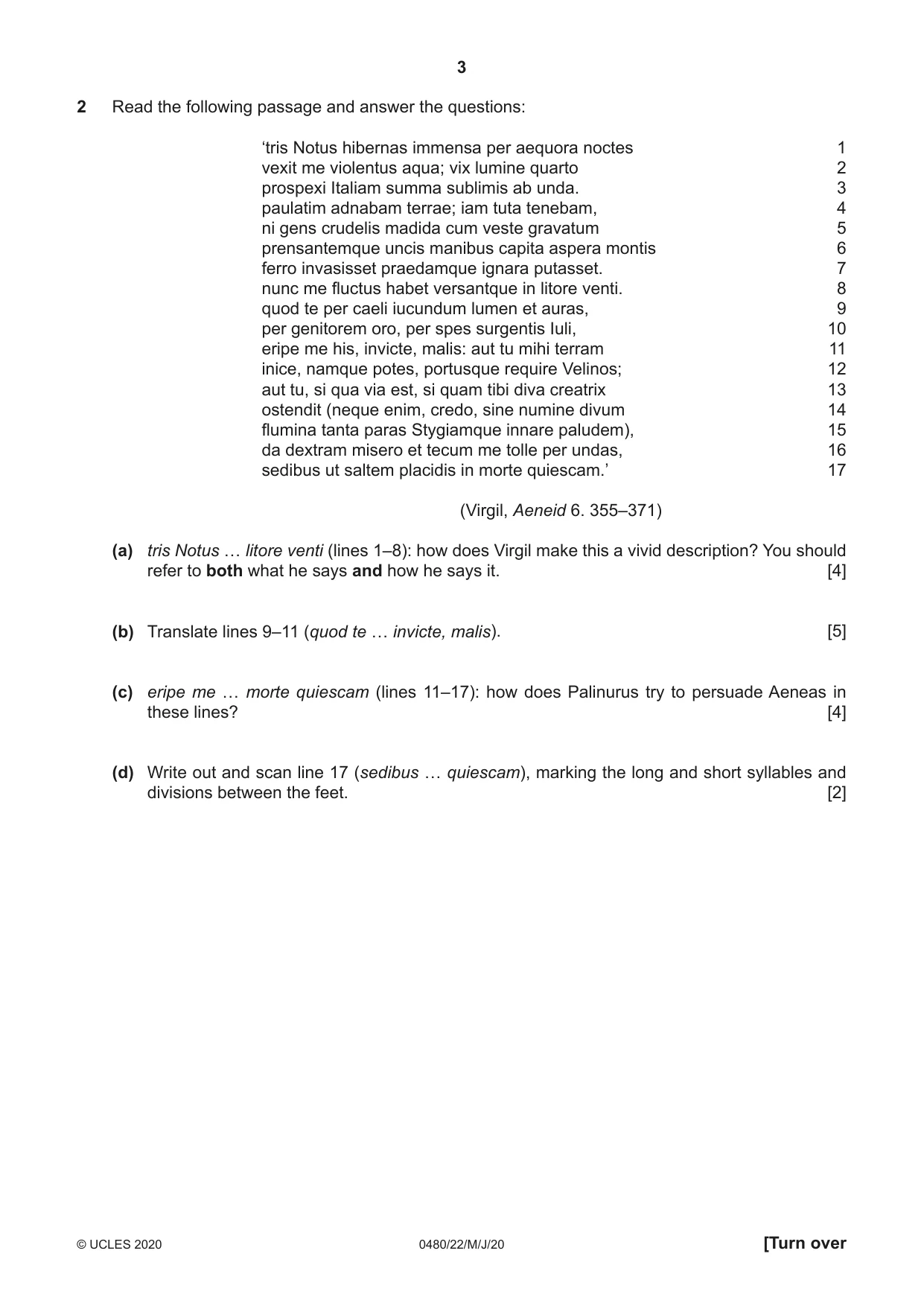 Cambridge IGCSE Latin 0480 2020 May/June Paper 2 · Variant 2 question paper, page 3 of 8