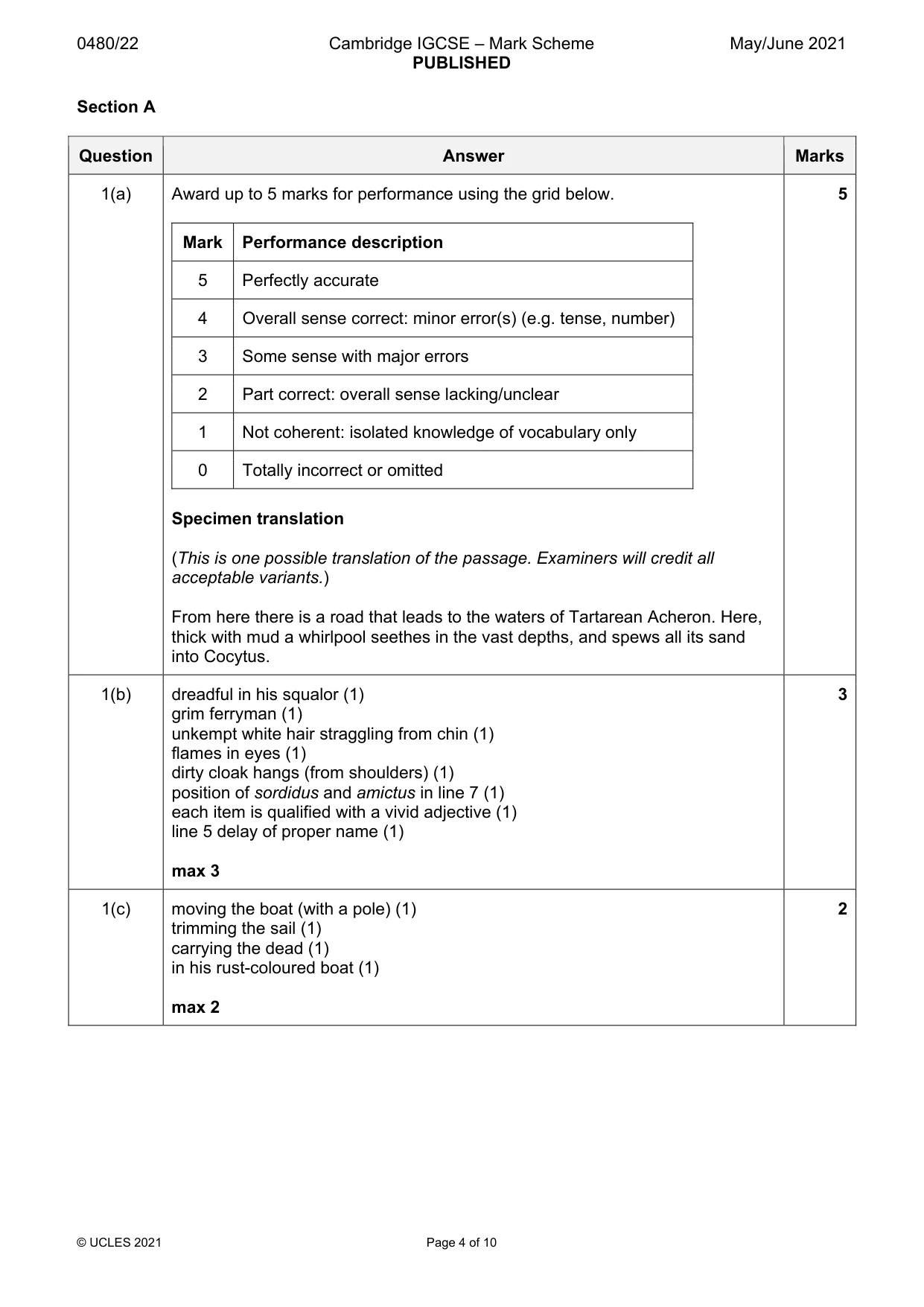 Mark scheme, page 4 of 10