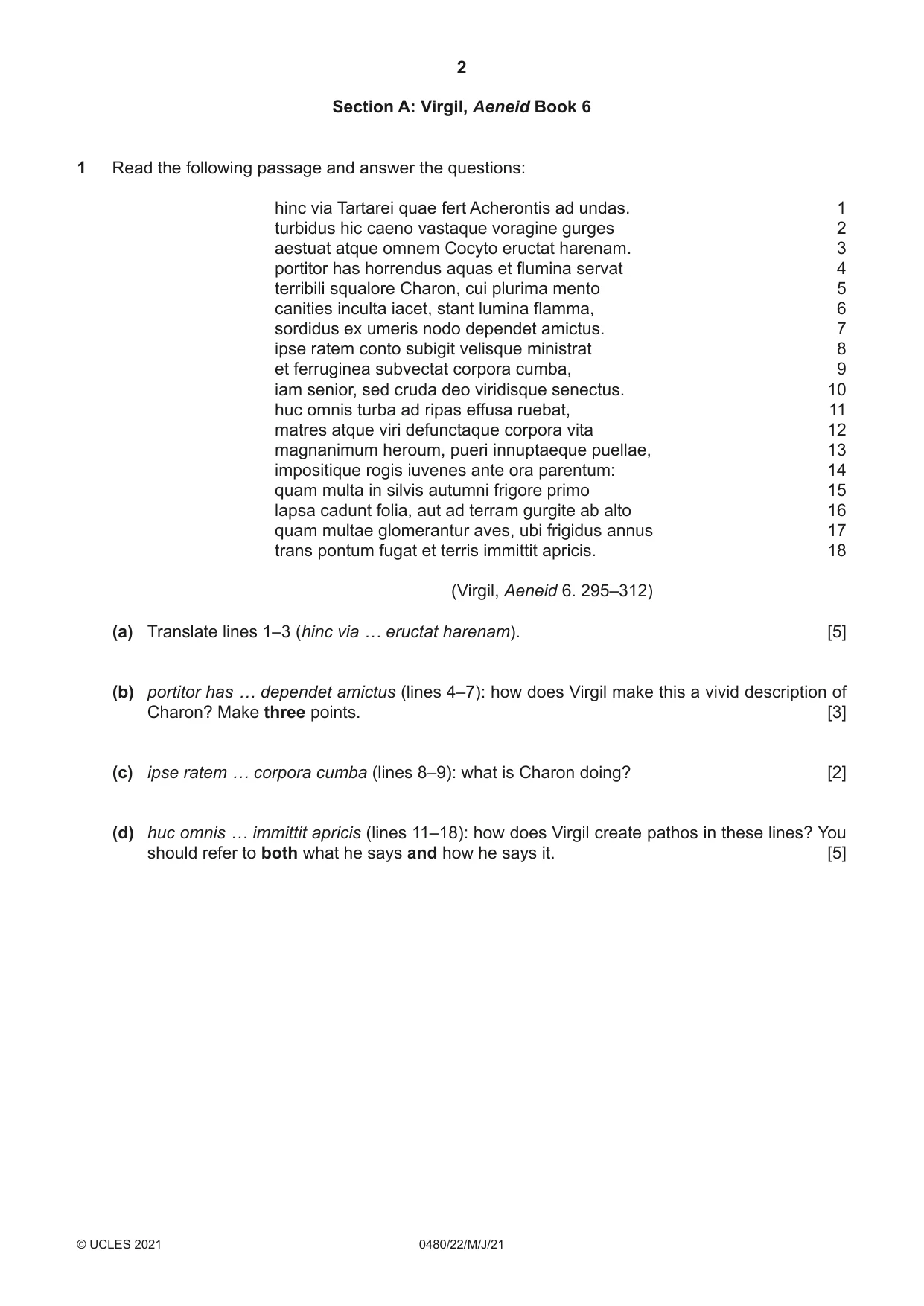 Cambridge IGCSE Latin 0480 2021 May/June Paper 2 · Variant 2 question paper, page 2 of 8