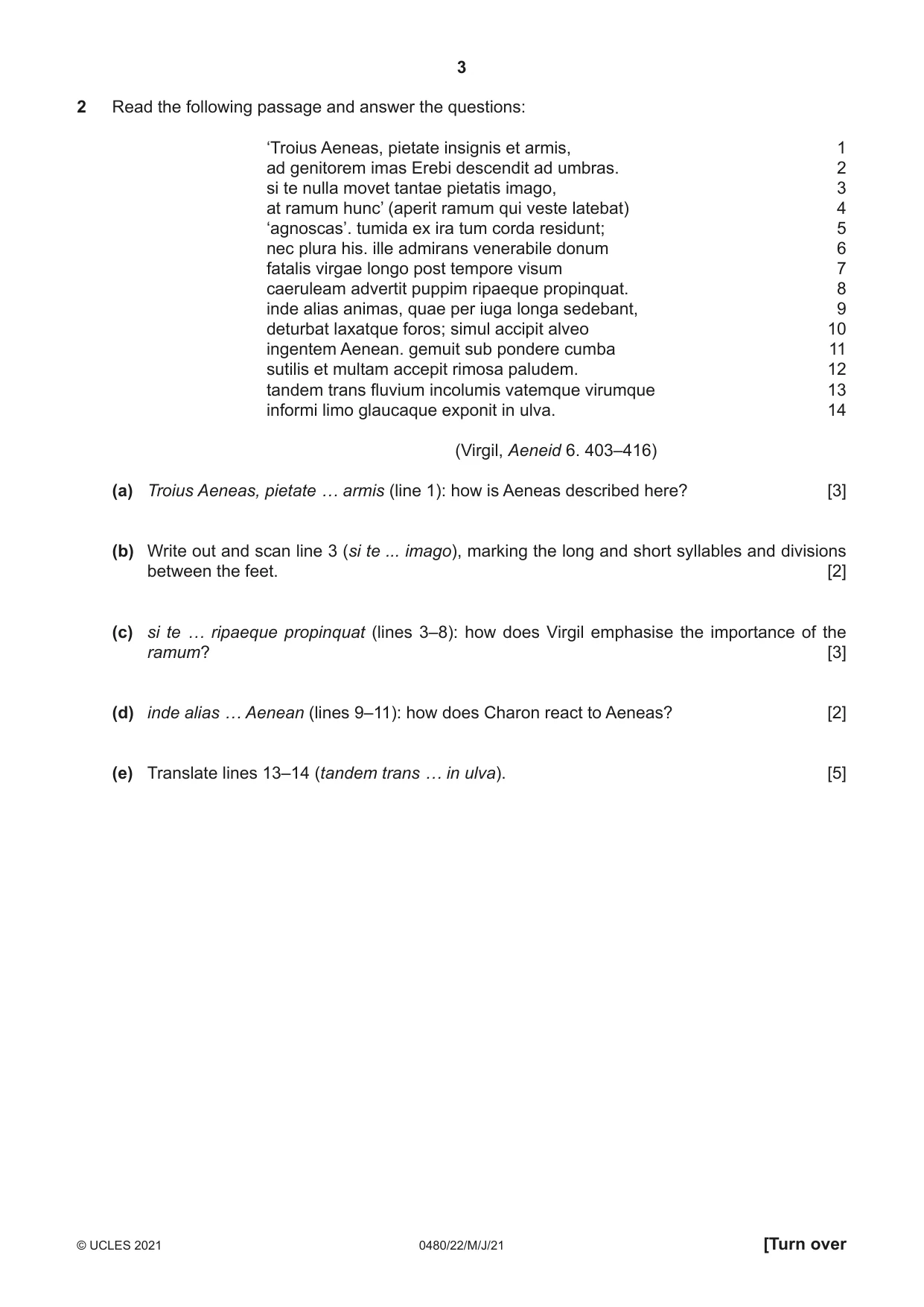 Cambridge IGCSE Latin 0480 2021 May/June Paper 2 · Variant 2 question paper, page 3 of 8