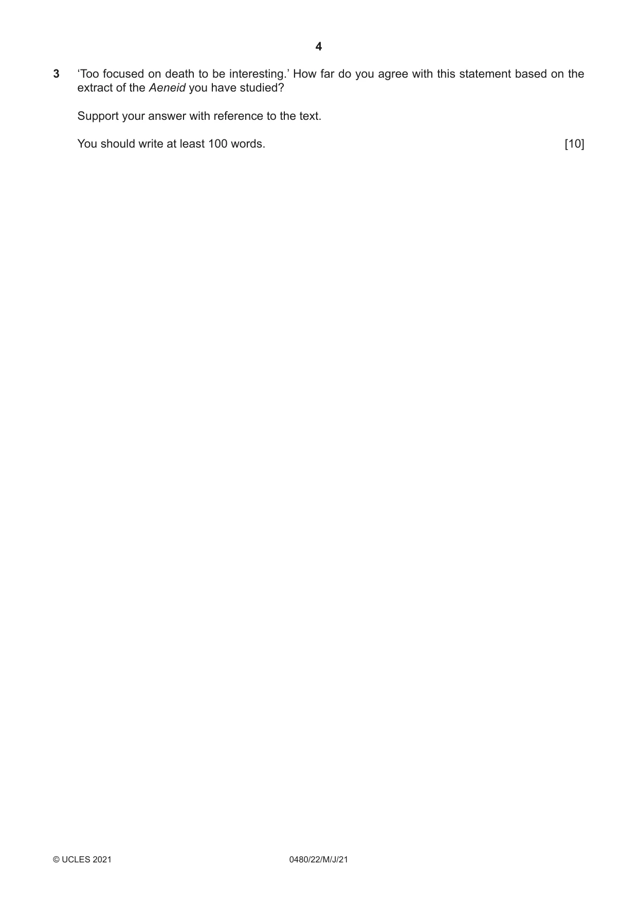Cambridge IGCSE Latin 0480 2021 May/June Paper 2 · Variant 2 question paper, page 4 of 8