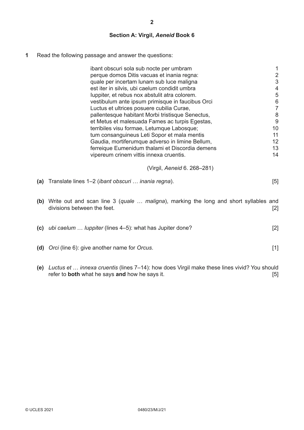 Cambridge IGCSE Latin 0480 2021 May/June Paper 2 · Variant 3 question paper, page 2 of 8