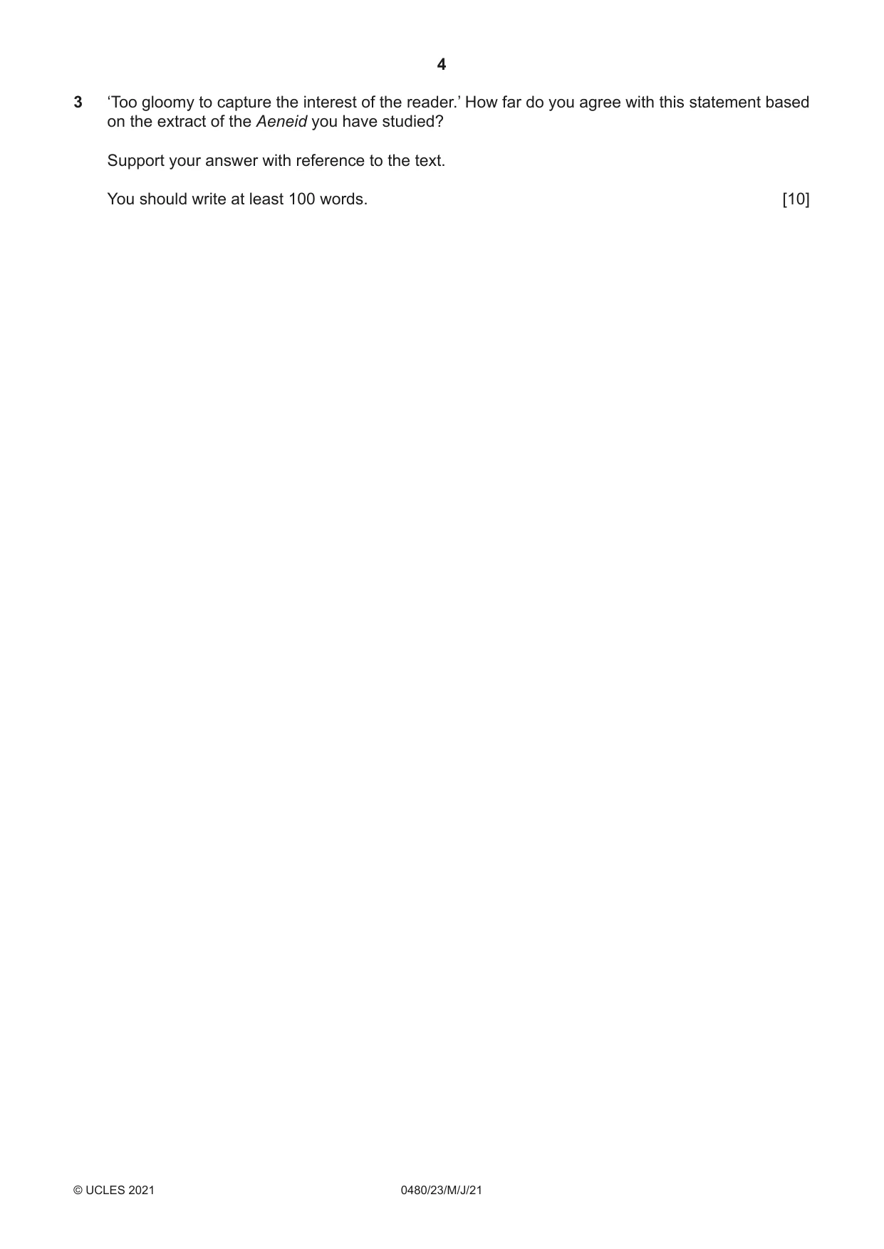 Cambridge IGCSE Latin 0480 2021 May/June Paper 2 · Variant 3 question paper, page 4 of 8