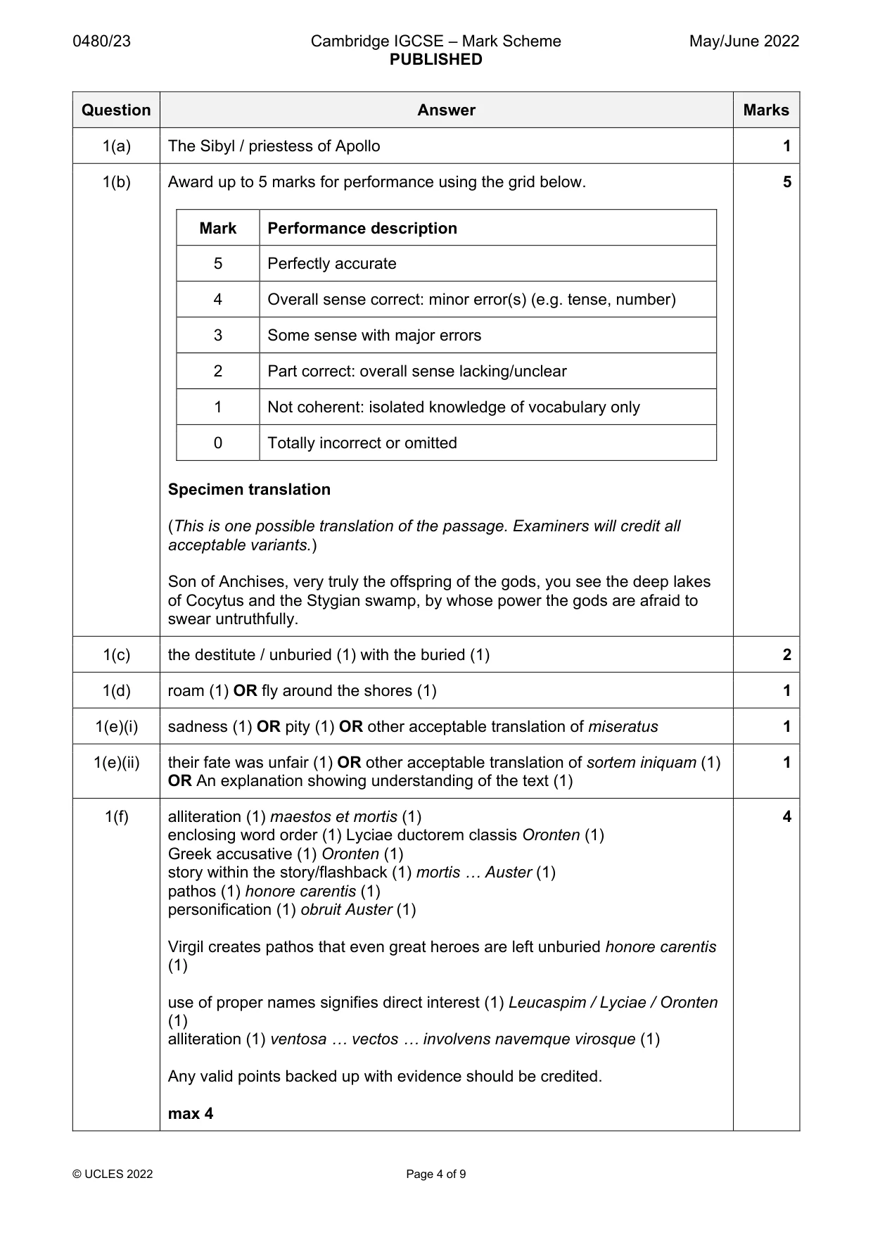 Mark scheme, page 4 of 9