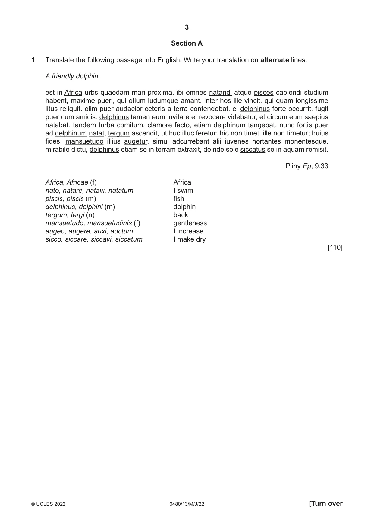 Cambridge IGCSE Latin 0480 2022 May/June Paper 1 · Variant 3 question paper, page 3 of 8