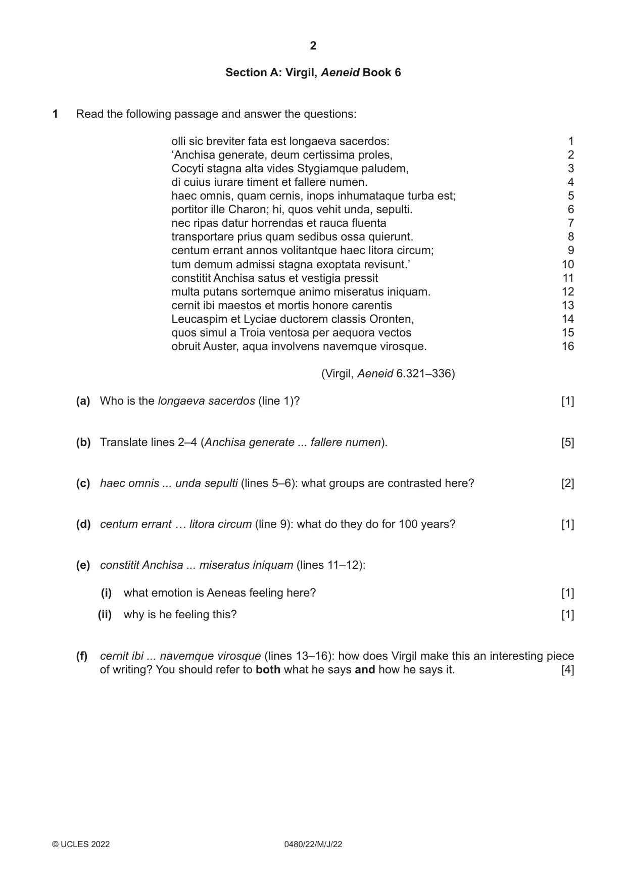 Cambridge IGCSE Latin 0480 2022 May/June Paper 2 · Variant 2 question paper, page 2 of 8