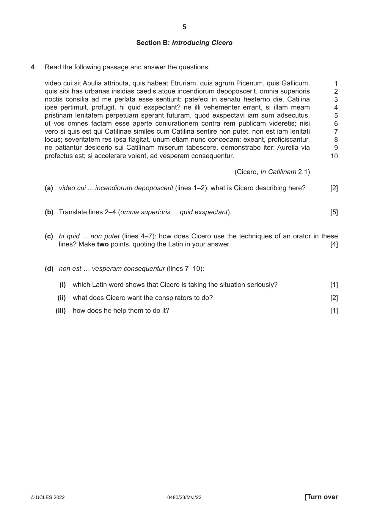 Cambridge IGCSE Latin 0480 2022 May/June Paper 2 · Variant 3 question paper, page 5 of 8