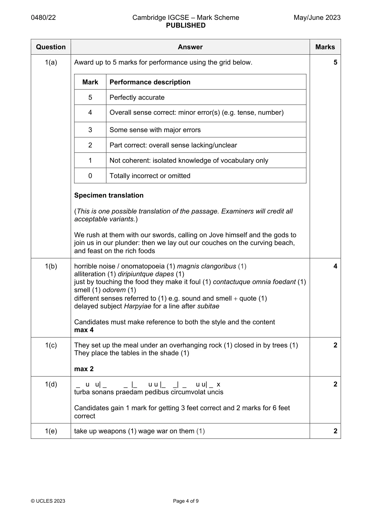 Mark scheme, page 4 of 9