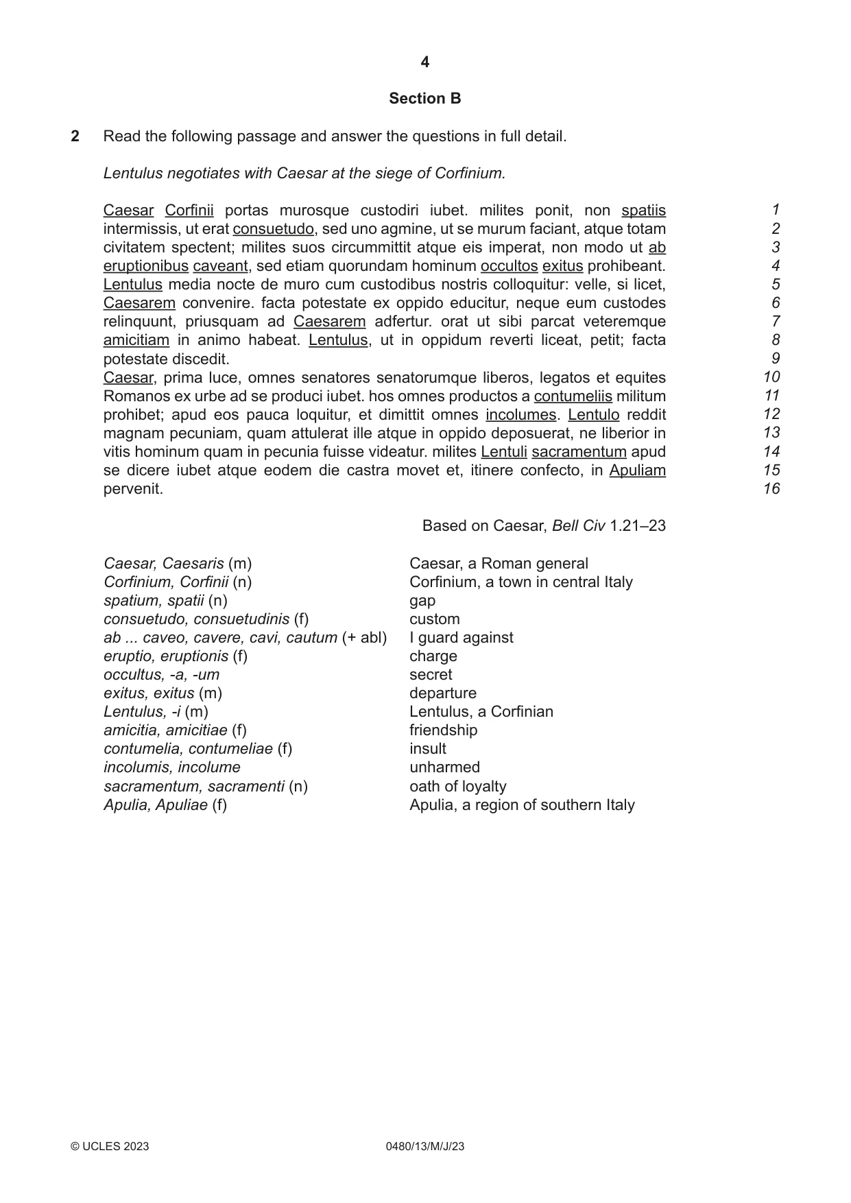 Cambridge IGCSE Latin 0480 2023 May/June Paper 1 · Variant 3 question paper, page 4 of 8