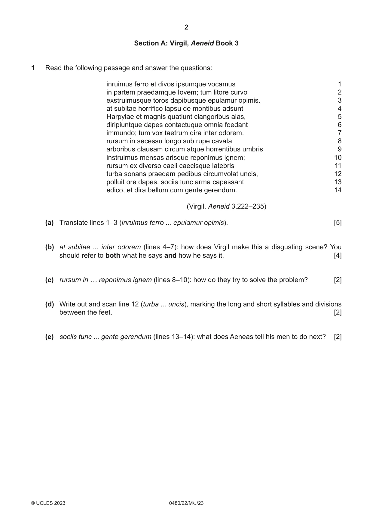 Cambridge IGCSE Latin 0480 2023 May/June Paper 2 · Variant 2 question paper, page 2 of 8