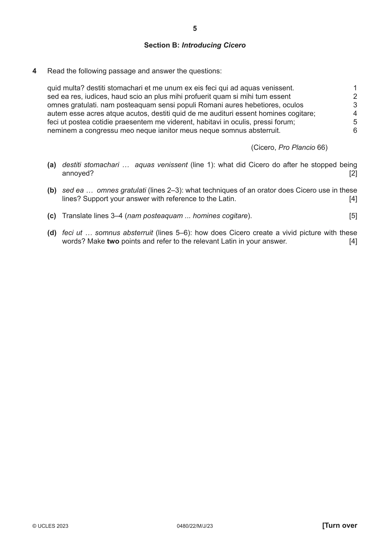 Cambridge IGCSE Latin 0480 2023 May/June Paper 2 · Variant 2 question paper, page 5 of 8