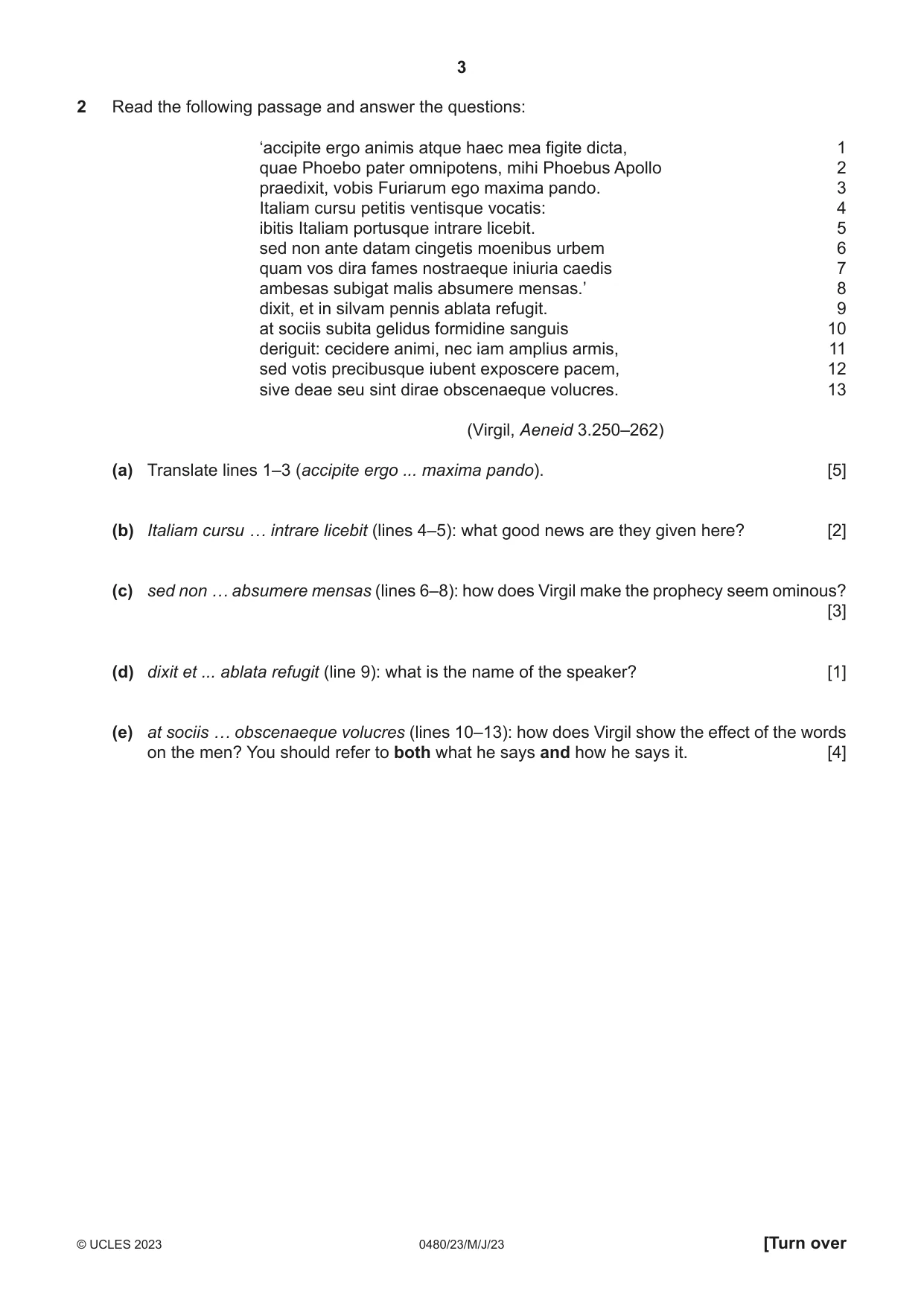 Cambridge IGCSE Latin 0480 2023 May/June Paper 2 · Variant 3 question paper, page 3 of 8