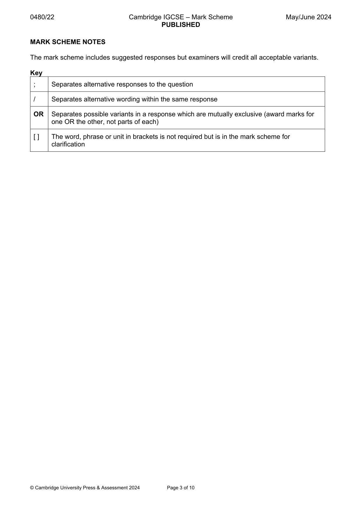 Mark scheme, page 3 of 10