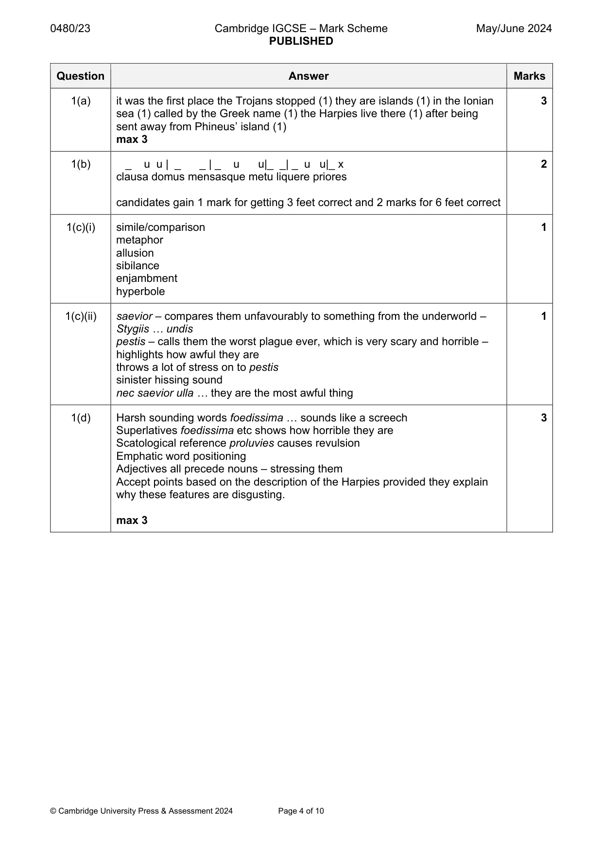 Mark scheme, page 4 of 10