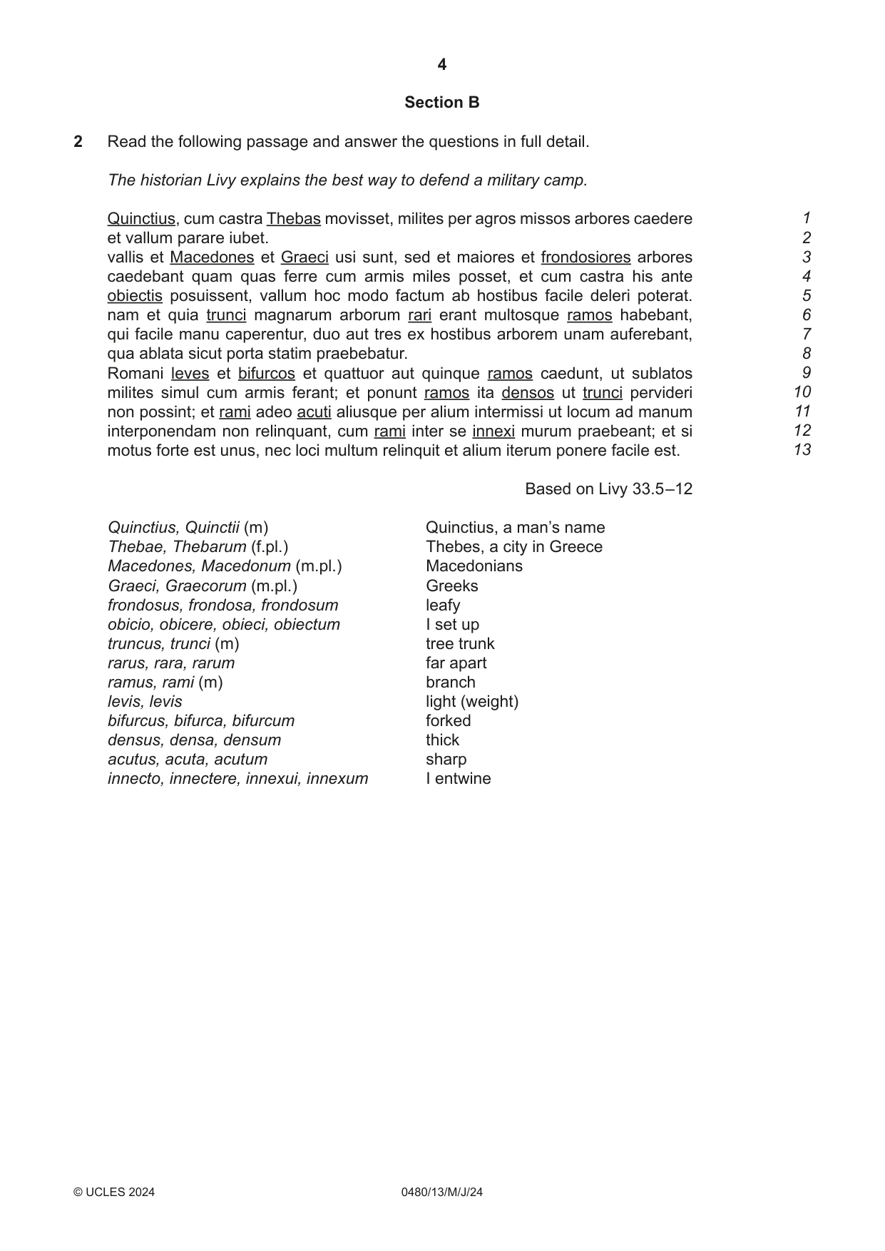 Cambridge IGCSE Latin 0480 2024 May/June Paper 1 · Variant 3 question paper, page 4 of 8