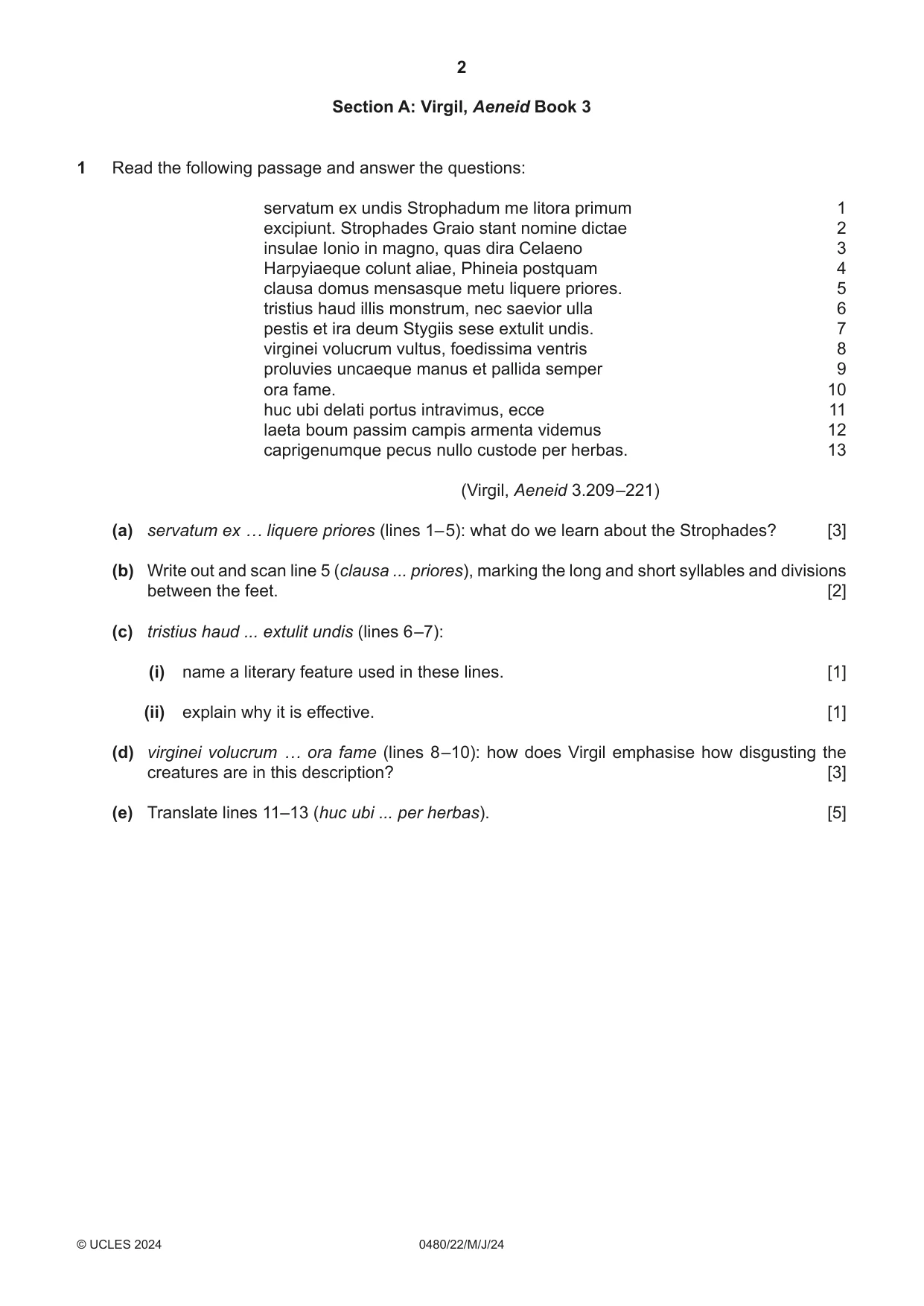 Cambridge IGCSE Latin 0480 2024 May/June Paper 2 · Variant 2 question paper, page 2 of 8
