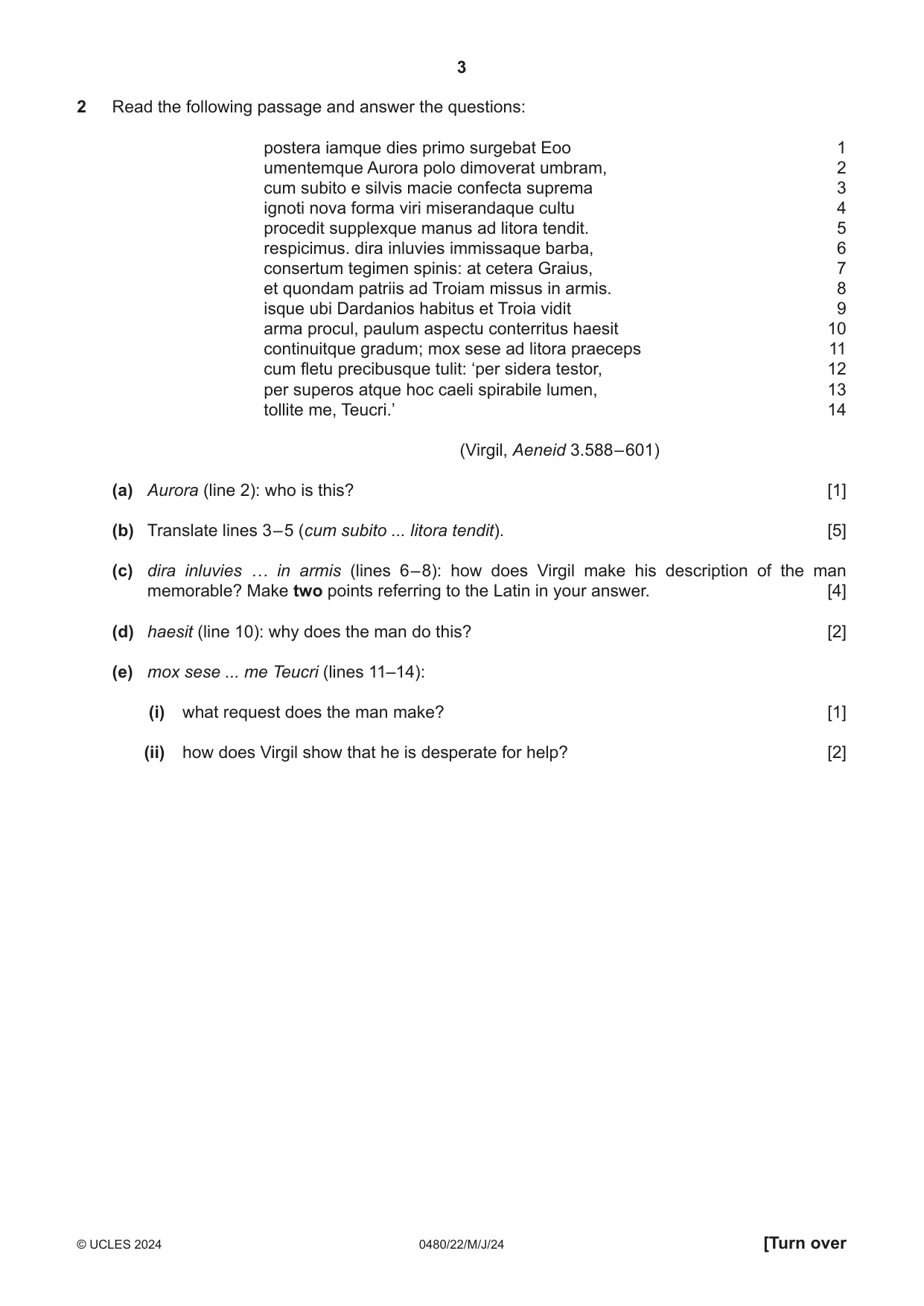 Cambridge IGCSE Latin 0480 2024 May/June Paper 2 · Variant 2 question paper, page 3 of 8