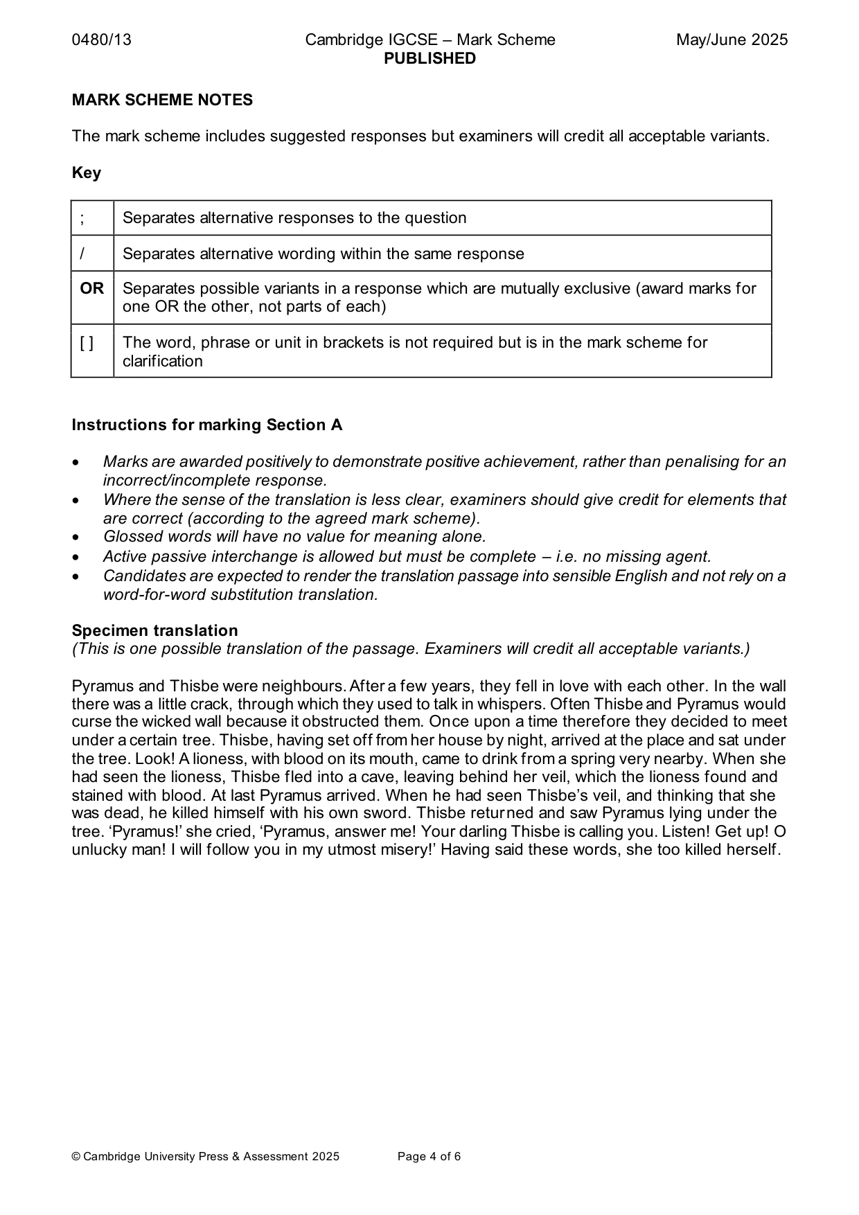 Mark scheme, page 4 of 6