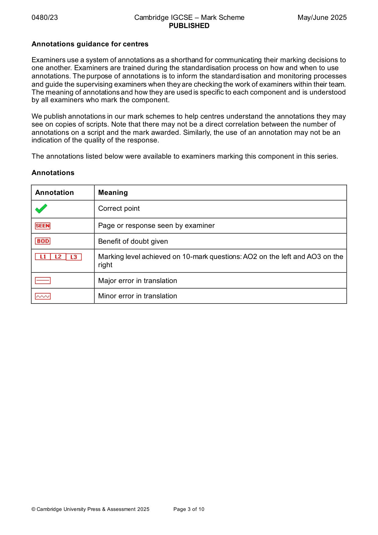 Mark scheme, page 3 of 10