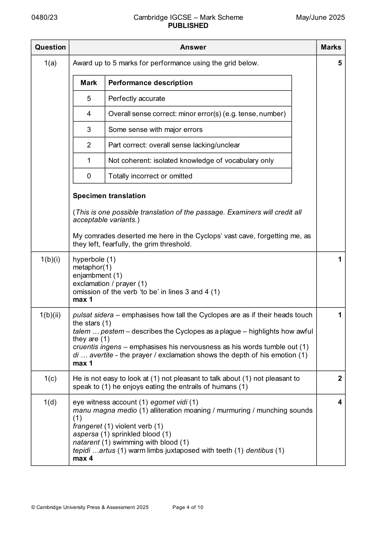 Mark scheme, page 4 of 10