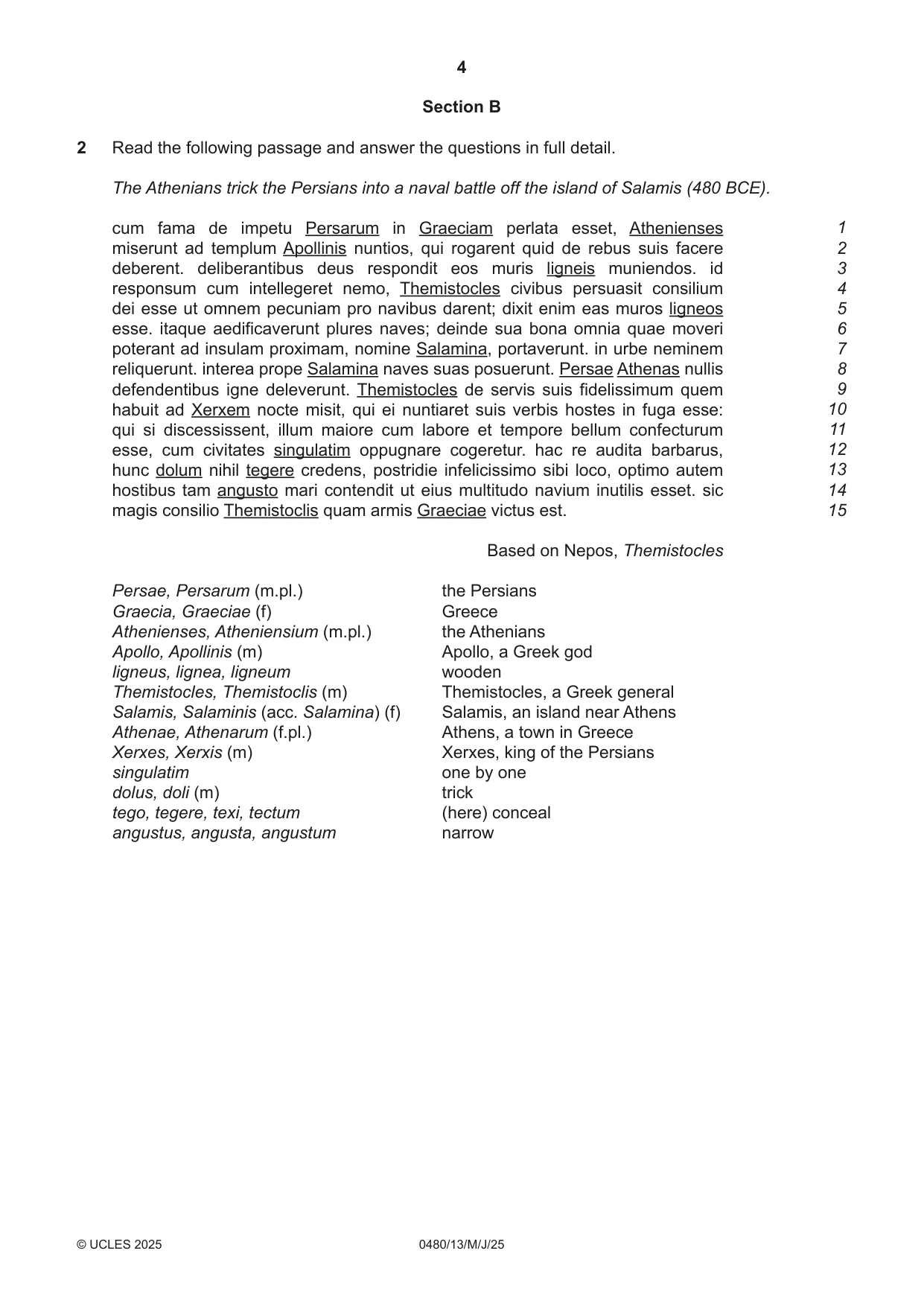 Cambridge IGCSE Latin 0480 2025 May/June Paper 1 · Variant 3 question paper, page 4 of 8