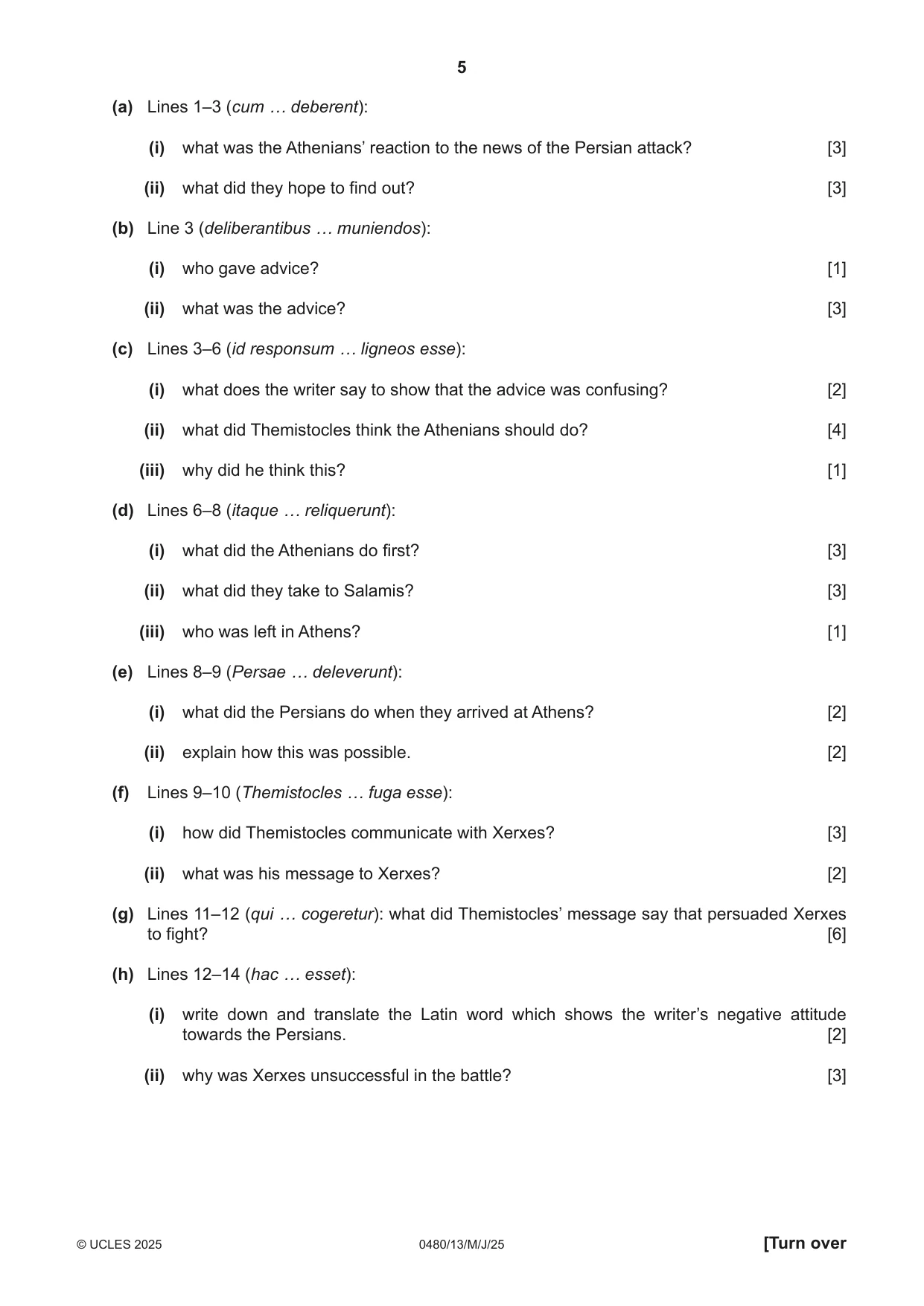 Cambridge IGCSE Latin 0480 2025 May/June Paper 1 · Variant 3 question paper, page 5 of 8