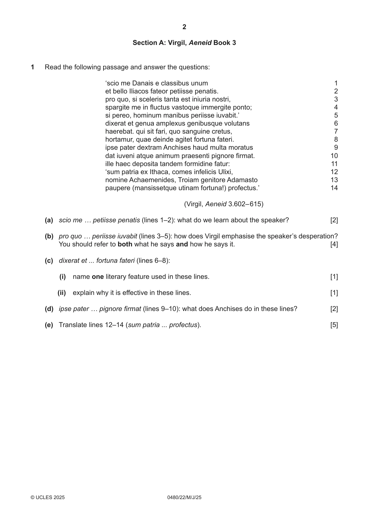 Cambridge IGCSE Latin 0480 2025 May/June Paper 2 · Variant 2 question paper, page 2 of 8
