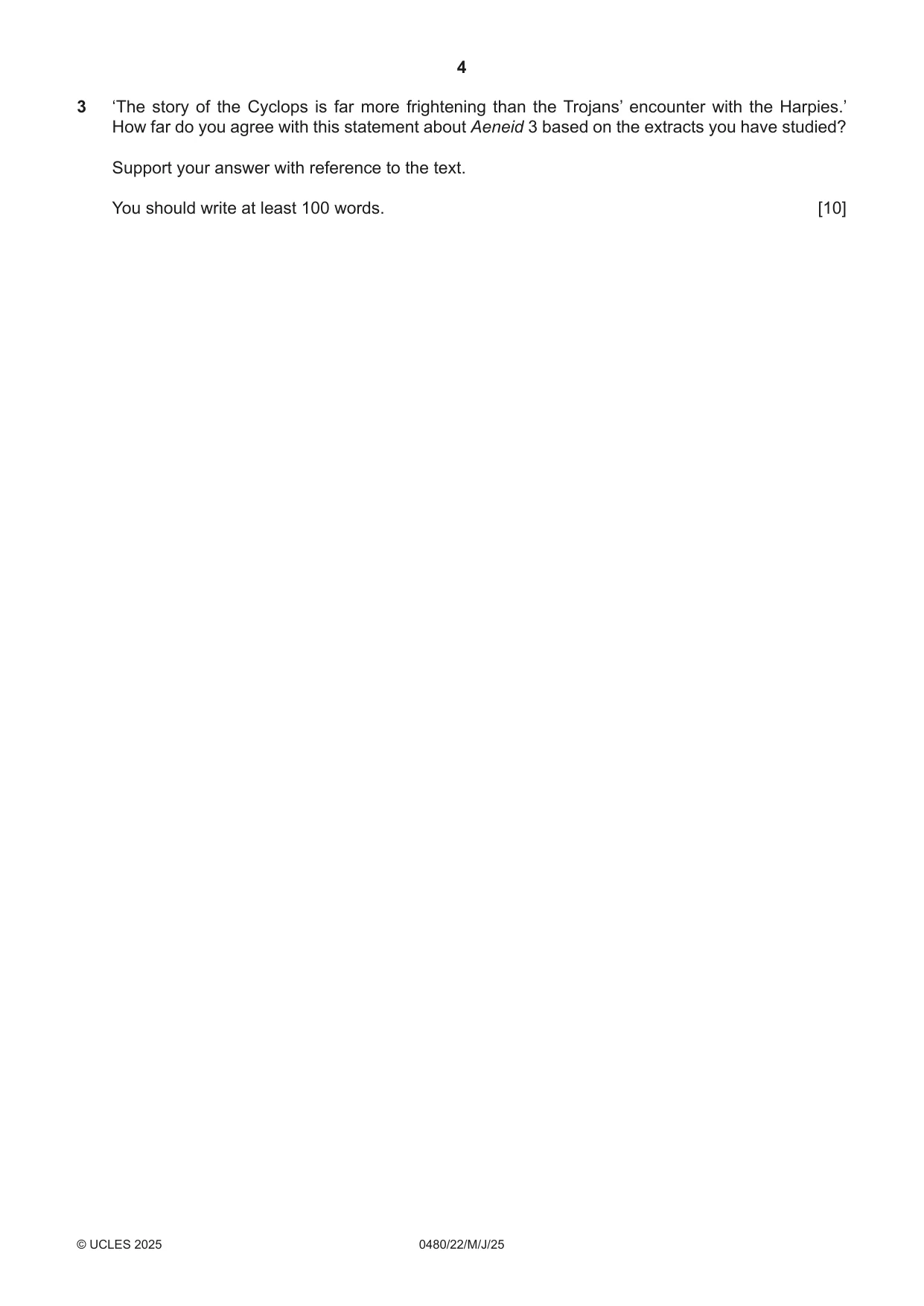 Cambridge IGCSE Latin 0480 2025 May/June Paper 2 · Variant 2 question paper, page 4 of 8