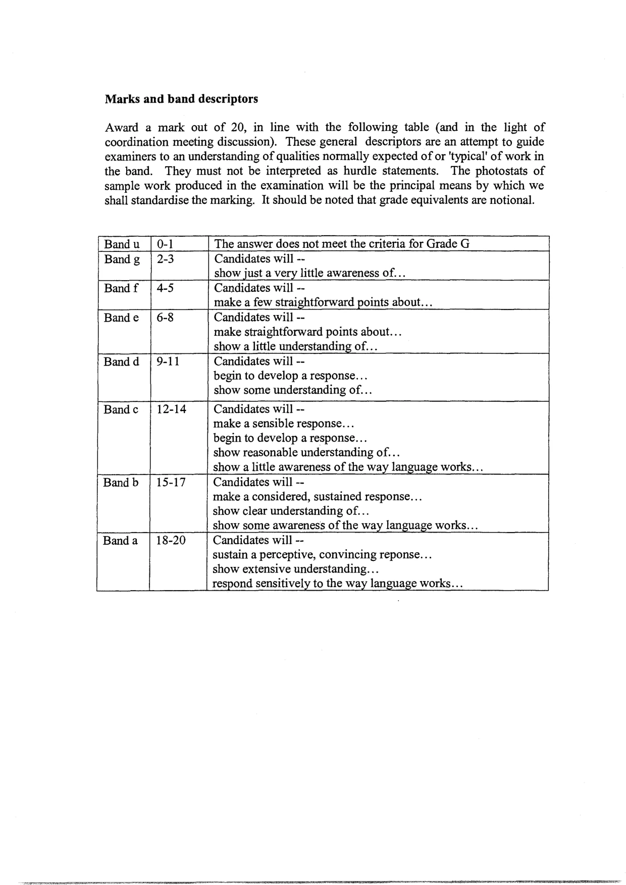 Mark scheme, page 2 of 2