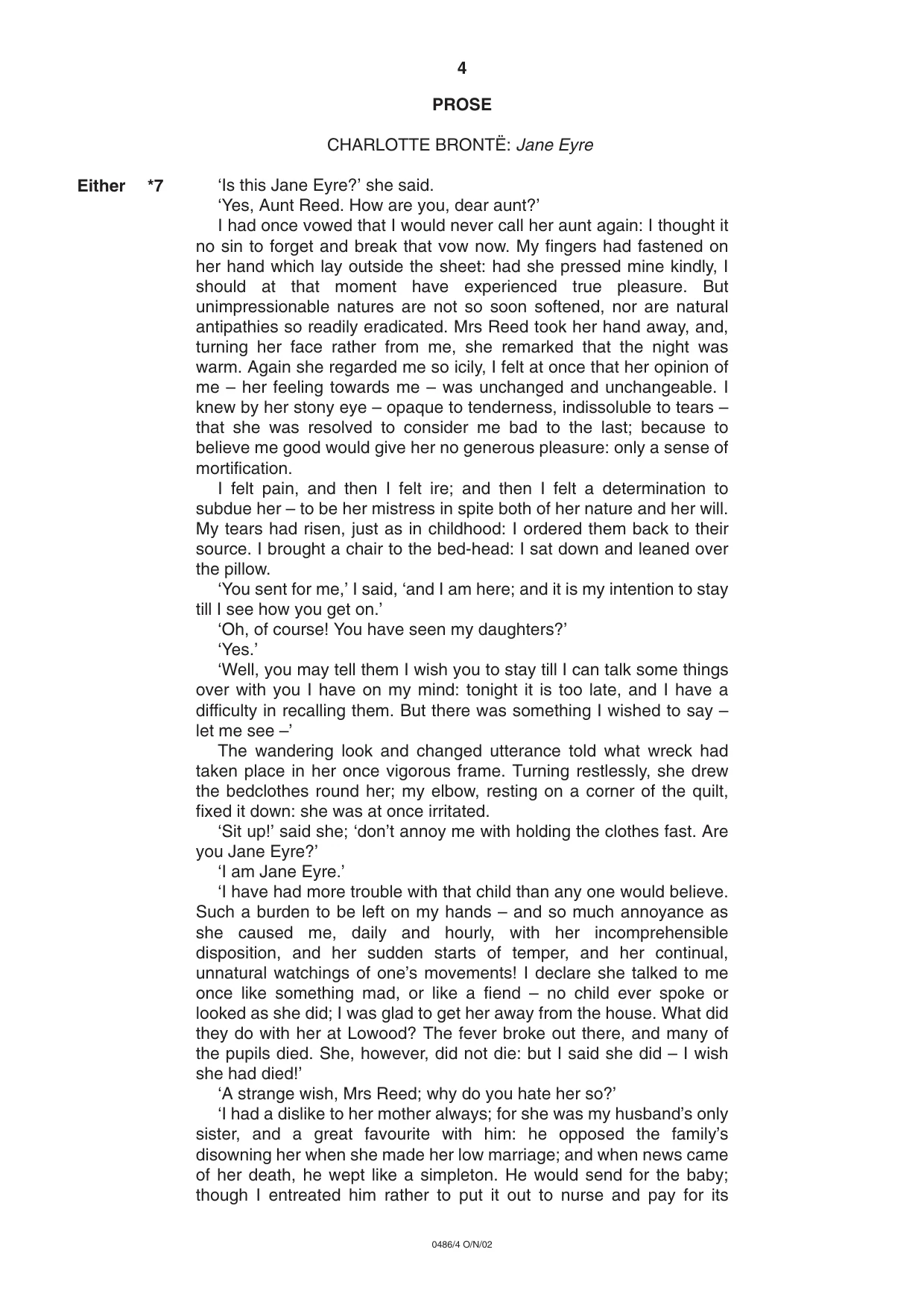 Cambridge IGCSE English - Literature 0486 2002 Oct/Nov Paper 4 · Variant 1 question paper, page 4 of 36