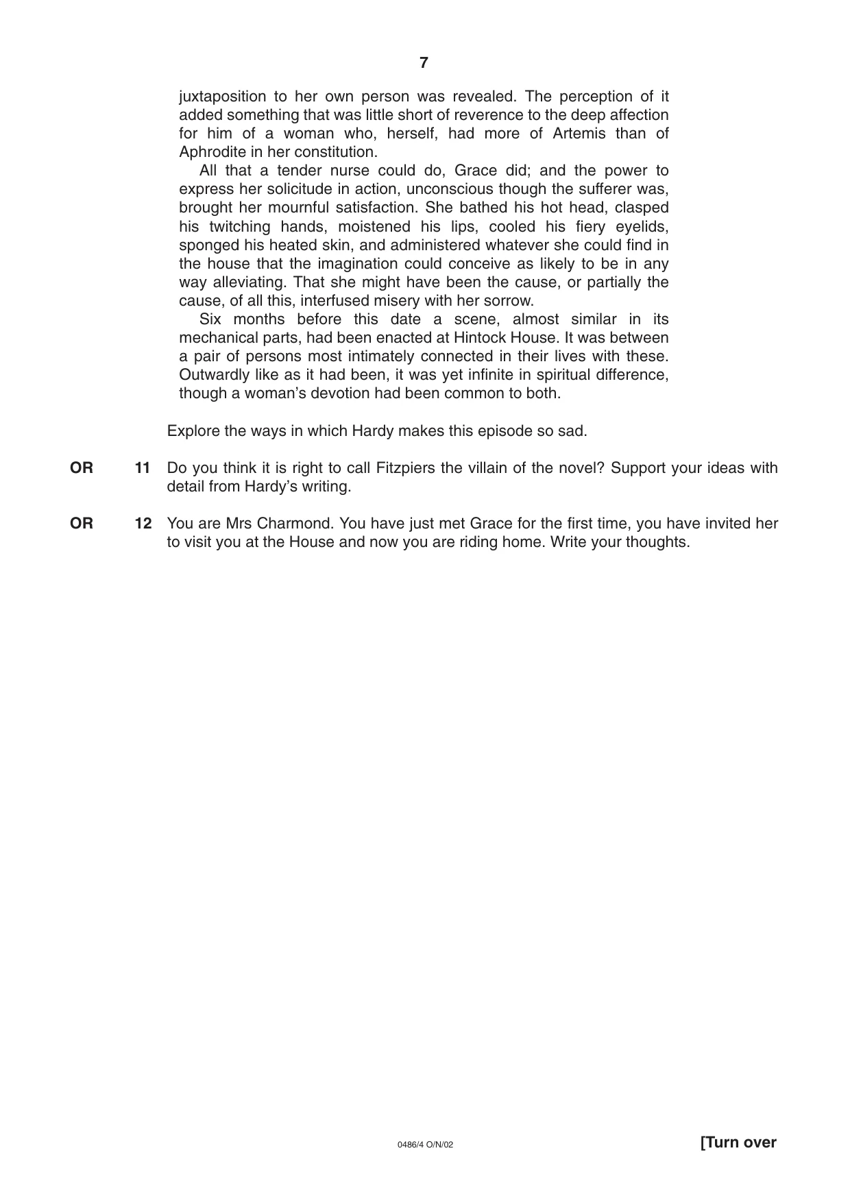 Cambridge IGCSE English - Literature 0486 2002 Oct/Nov Paper 4 · Variant 1 question paper, page 7 of 36