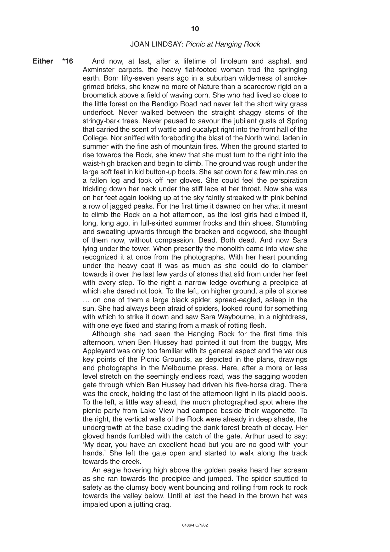 Cambridge IGCSE English - Literature 0486 2002 Oct/Nov Paper 4 · Variant 1 question paper, page 10 of 36