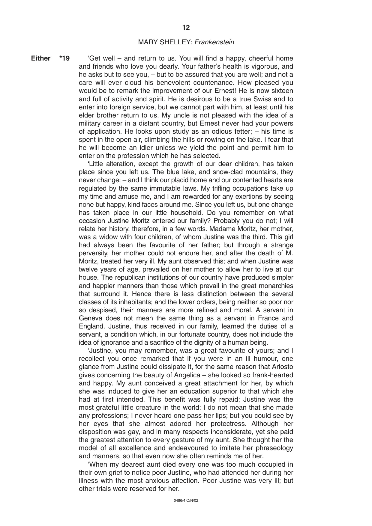 Cambridge IGCSE English - Literature 0486 2002 Oct/Nov Paper 4 · Variant 1 question paper, page 12 of 36