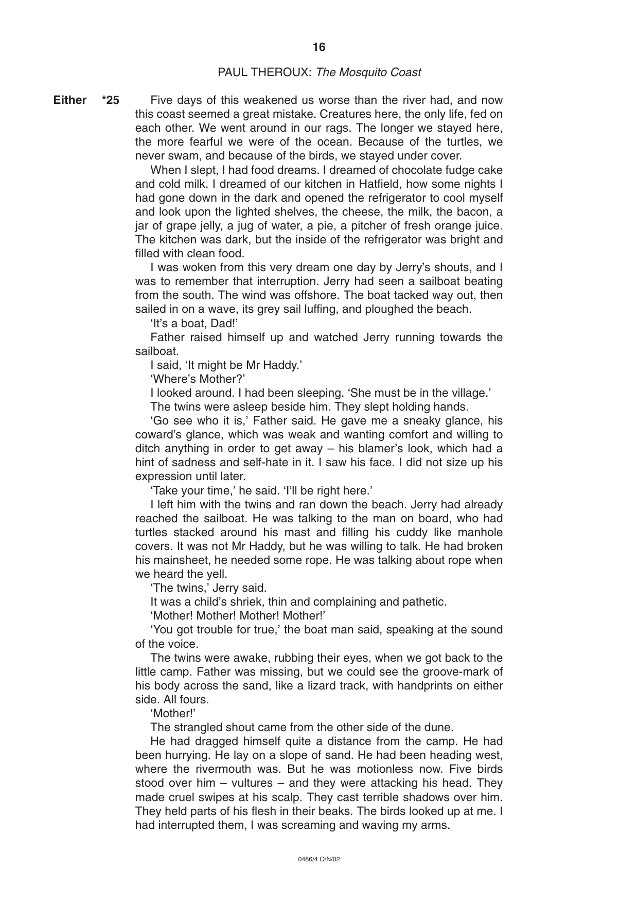 Cambridge IGCSE English - Literature 0486 2002 Oct/Nov Paper 4 · Variant 1 question paper, page 16 of 36
