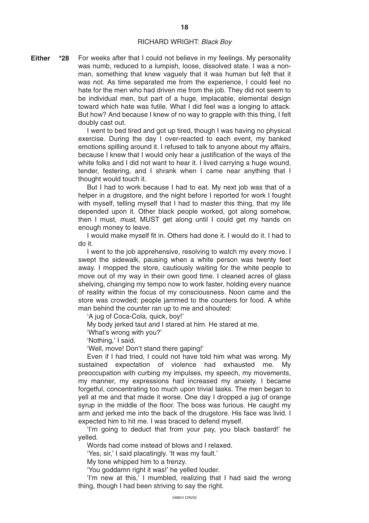 Cambridge IGCSE English - Literature 0486 2002 Oct/Nov Paper 4 · Variant 1 question paper, page 18 of 36