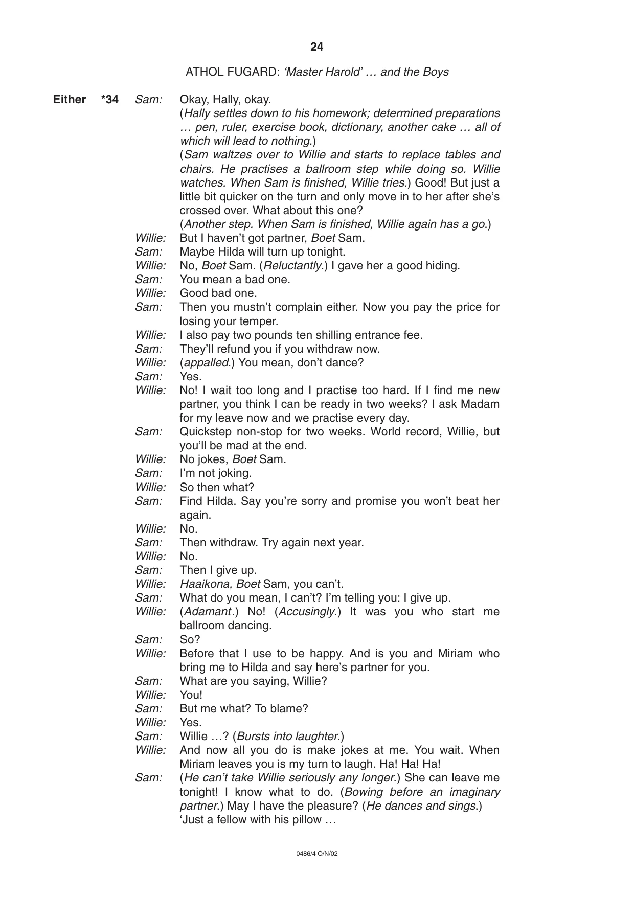Cambridge IGCSE English - Literature 0486 2002 Oct/Nov Paper 4 · Variant 1 question paper, page 24 of 36