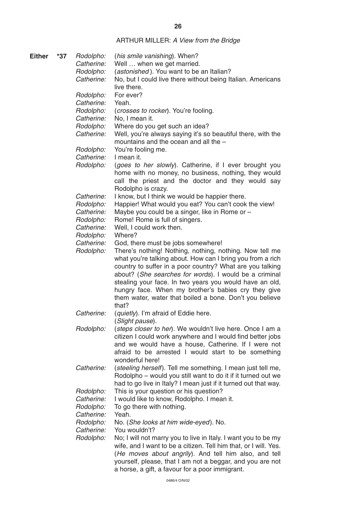 Cambridge IGCSE English - Literature 0486 2002 Oct/Nov Paper 4 · Variant 1 question paper, page 26 of 36