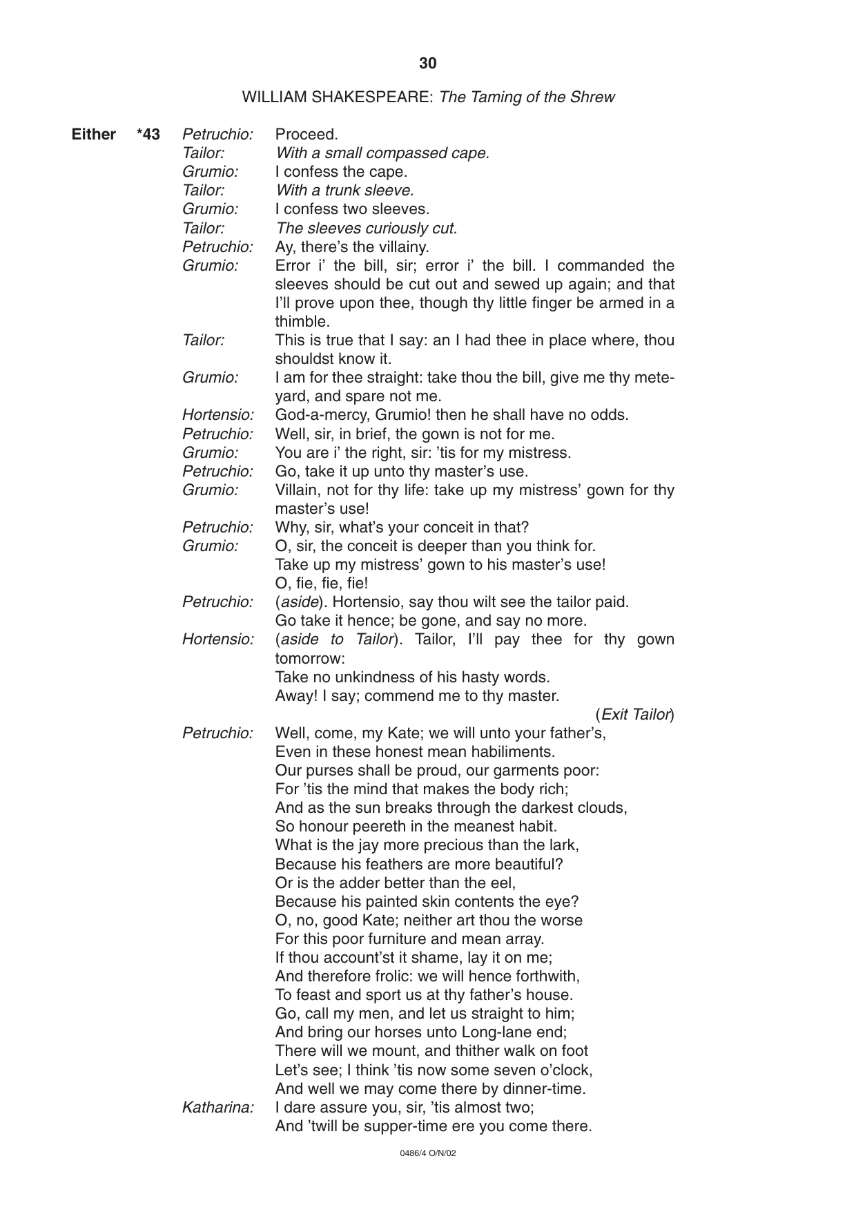 Cambridge IGCSE English - Literature 0486 2002 Oct/Nov Paper 4 · Variant 1 question paper, page 30 of 36