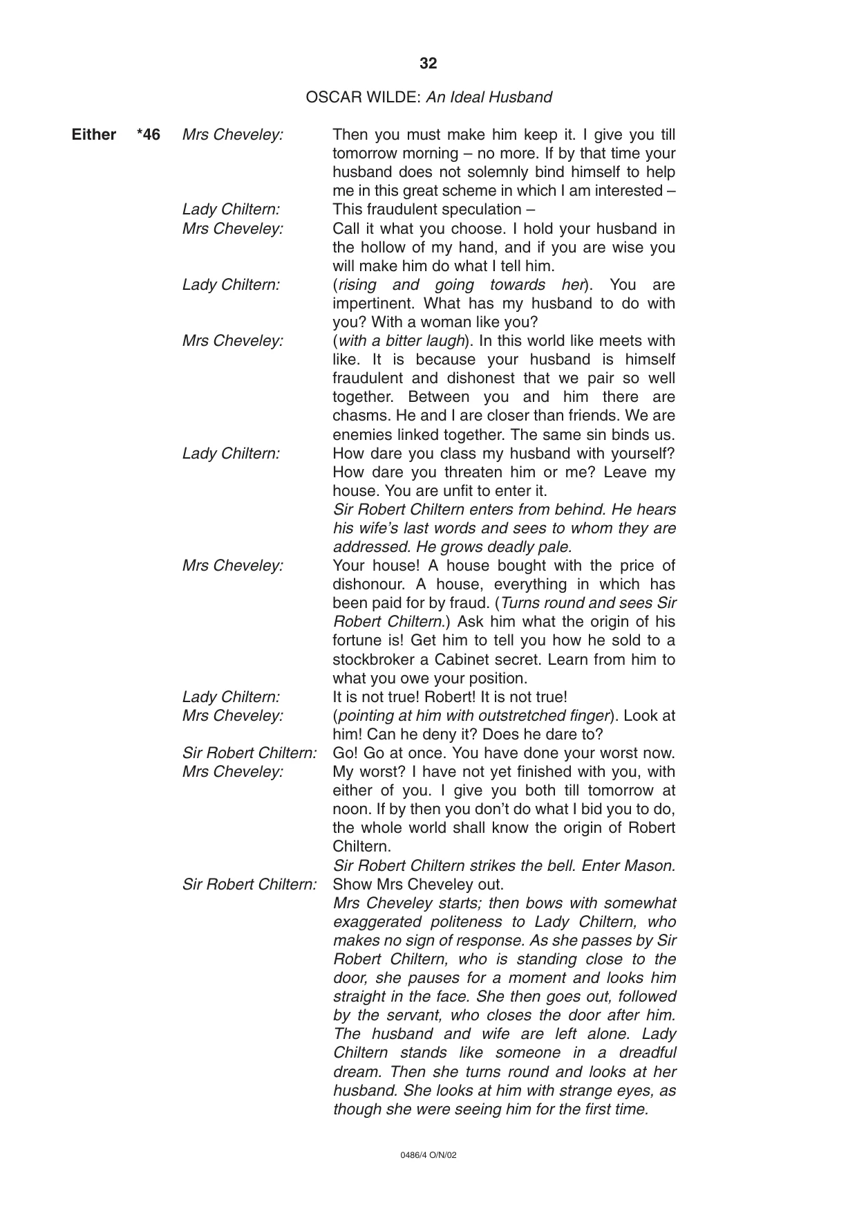 Cambridge IGCSE English - Literature 0486 2002 Oct/Nov Paper 4 · Variant 1 question paper, page 32 of 36