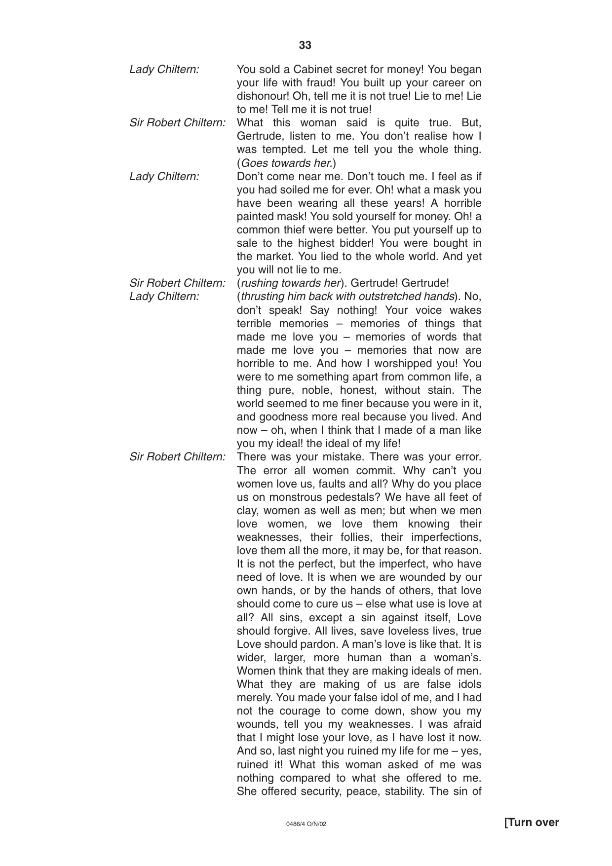 Cambridge IGCSE English - Literature 0486 2002 Oct/Nov Paper 4 · Variant 1 question paper, page 33 of 36