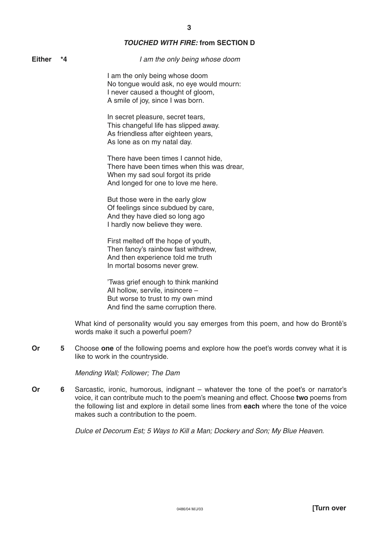Cambridge IGCSE English - Literature 0486 2003 May/June Paper 4 · Variant 1 question paper, page 3 of 32