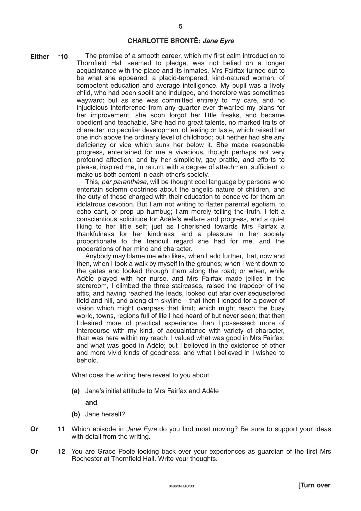 Cambridge IGCSE English - Literature 0486 2003 May/June Paper 4 · Variant 1 question paper, page 5 of 32