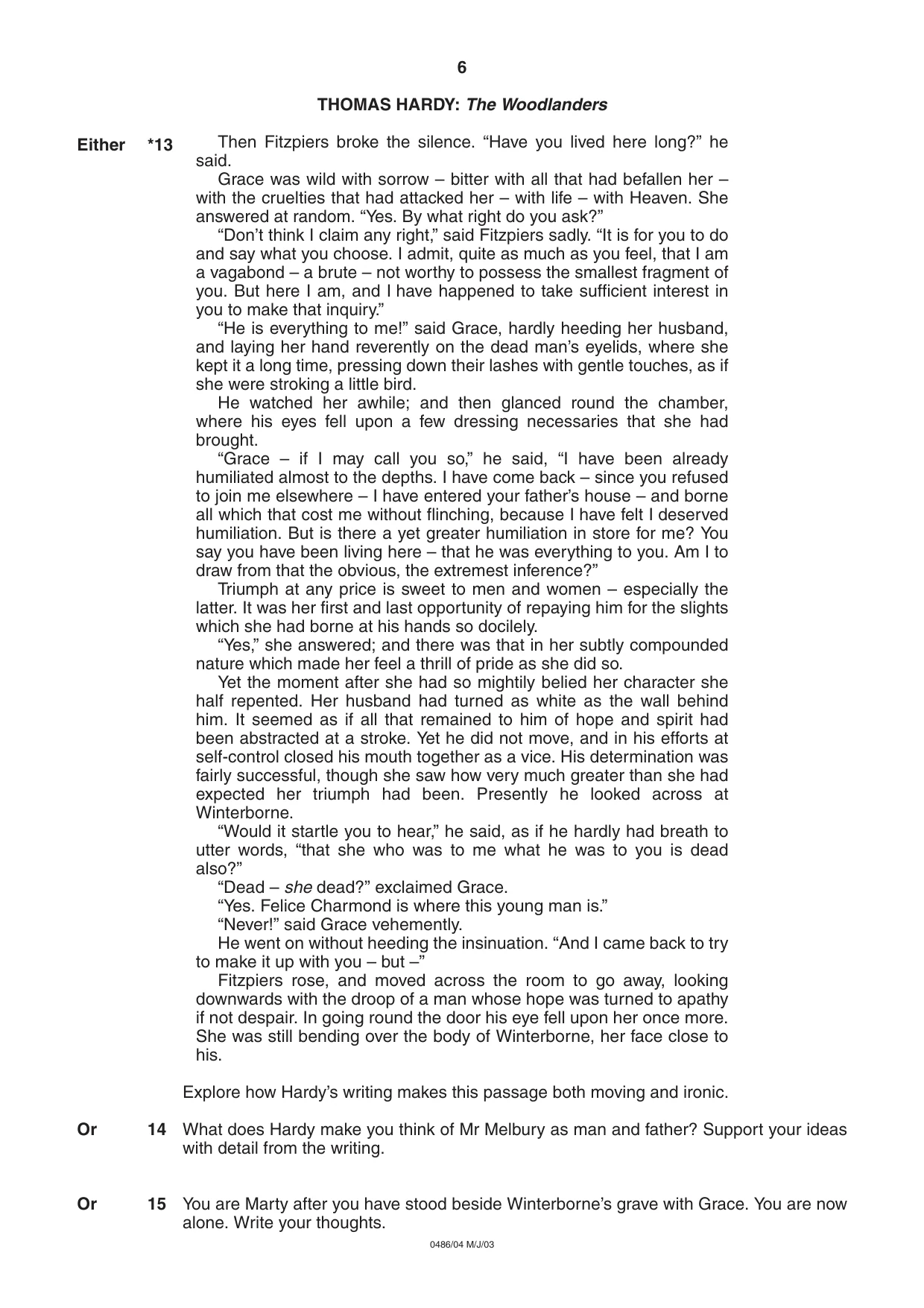 Cambridge IGCSE English - Literature 0486 2003 May/June Paper 4 · Variant 1 question paper, page 6 of 32