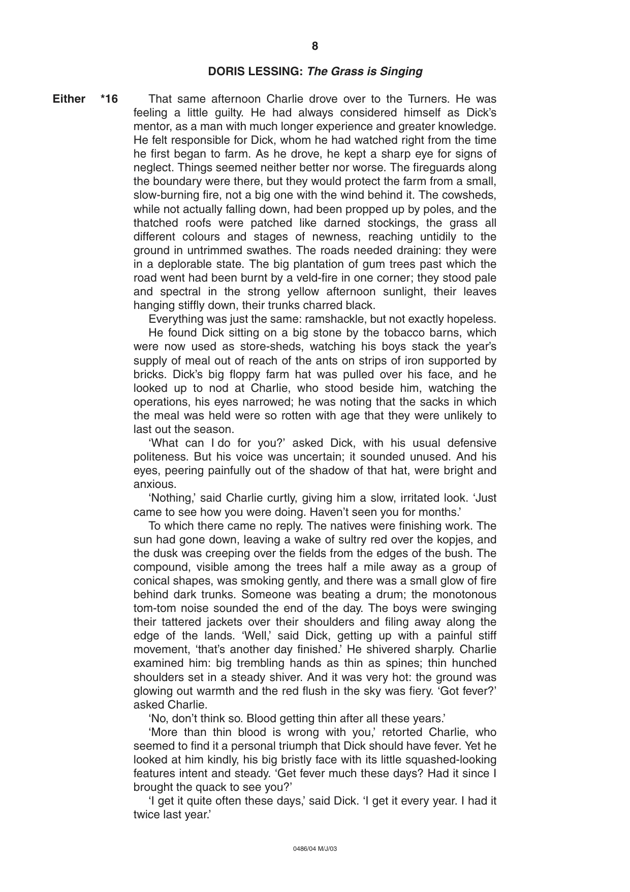 Cambridge IGCSE English - Literature 0486 2003 May/June Paper 4 · Variant 1 question paper, page 8 of 32