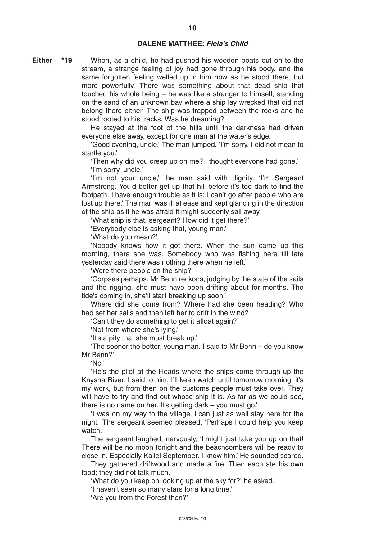 Cambridge IGCSE English - Literature 0486 2003 May/June Paper 4 · Variant 1 question paper, page 10 of 32