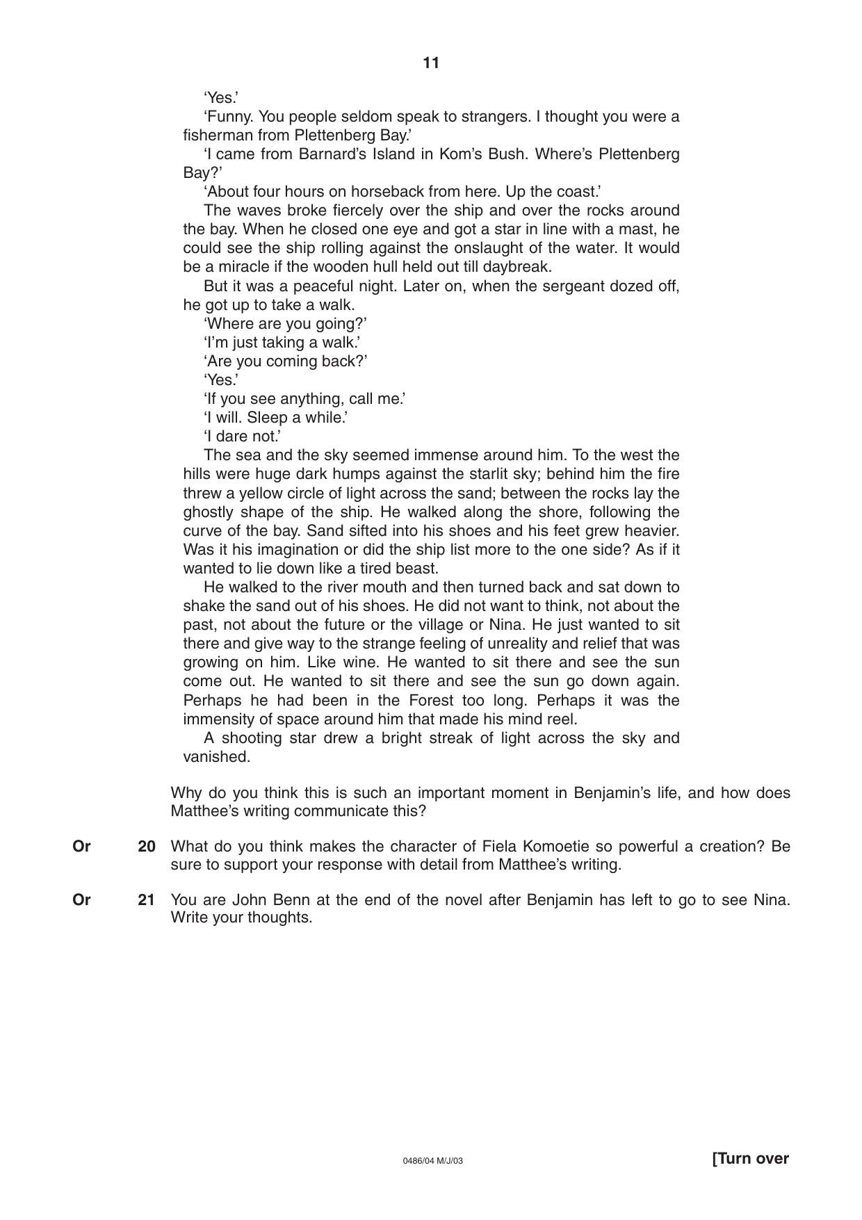 Cambridge IGCSE English - Literature 0486 2003 May/June Paper 4 · Variant 1 question paper, page 11 of 32