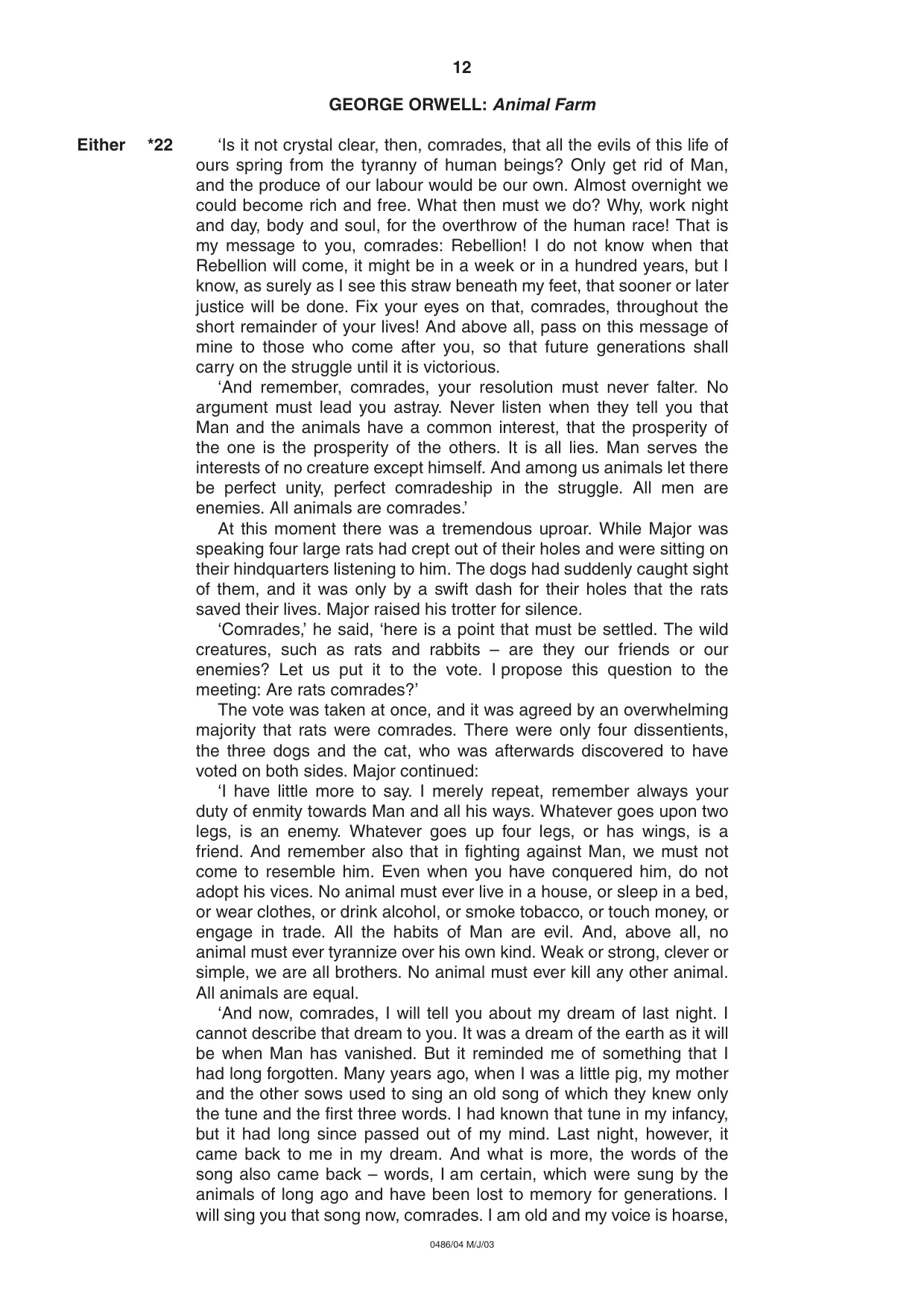 Cambridge IGCSE English - Literature 0486 2003 May/June Paper 4 · Variant 1 question paper, page 12 of 32