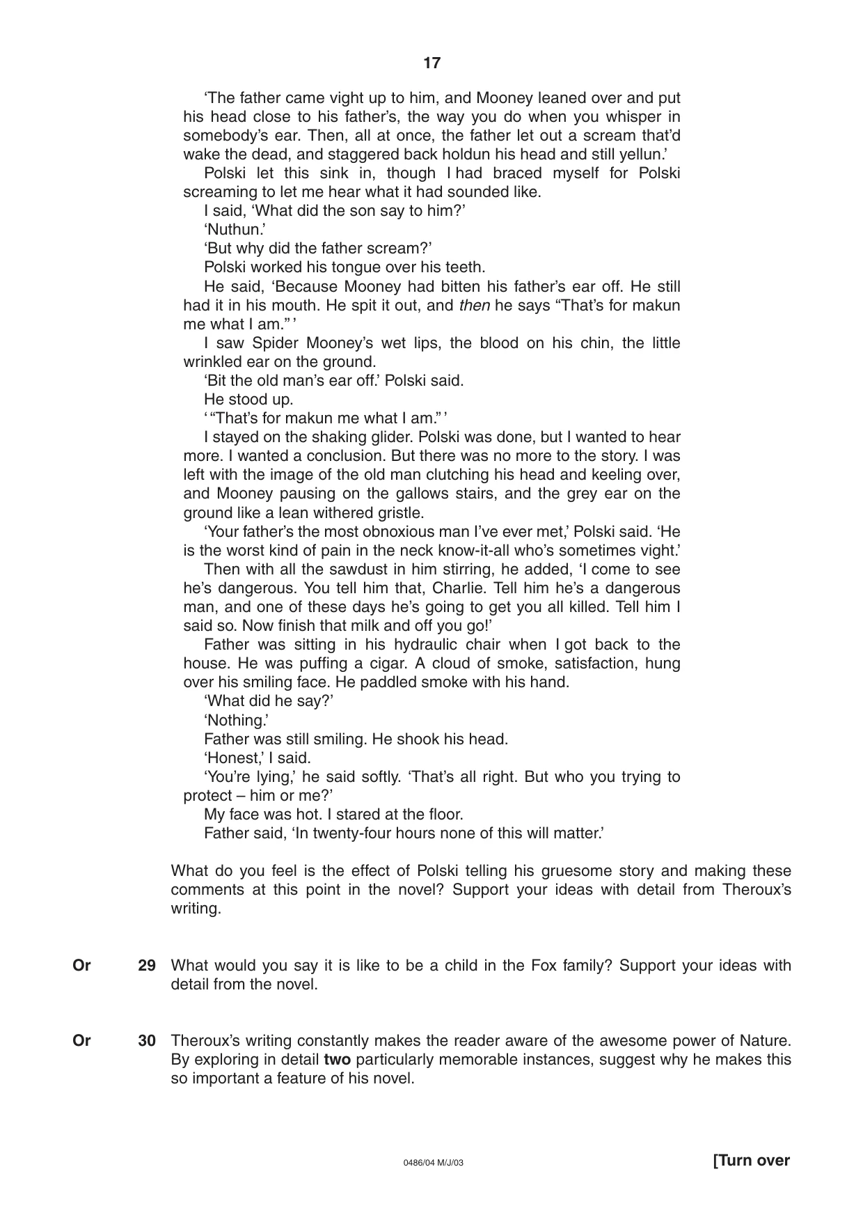 Cambridge IGCSE English - Literature 0486 2003 May/June Paper 4 · Variant 1 question paper, page 17 of 32